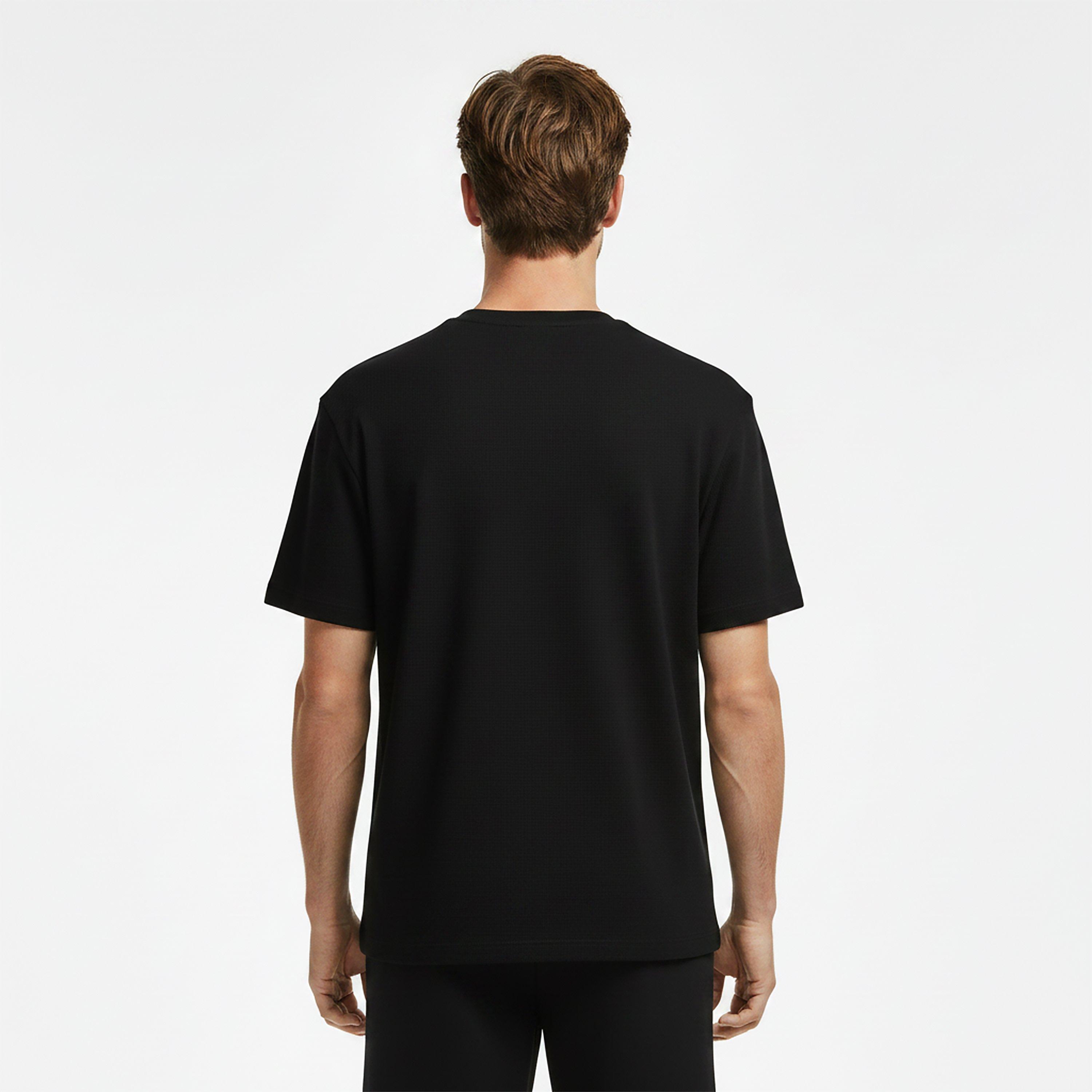 Black 031 - Lacoste - Men's Waffle Short Sleeve Pyjama Top - 4