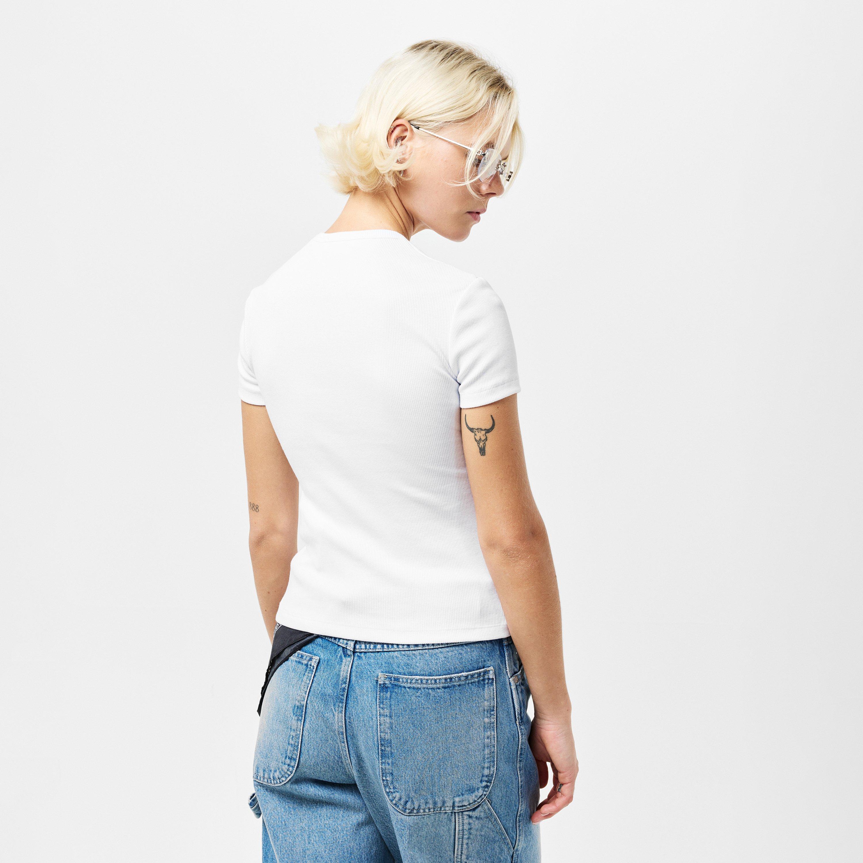 Off White | Women's Stamp Ribbed Cropped Baby Tee | Sports Direct