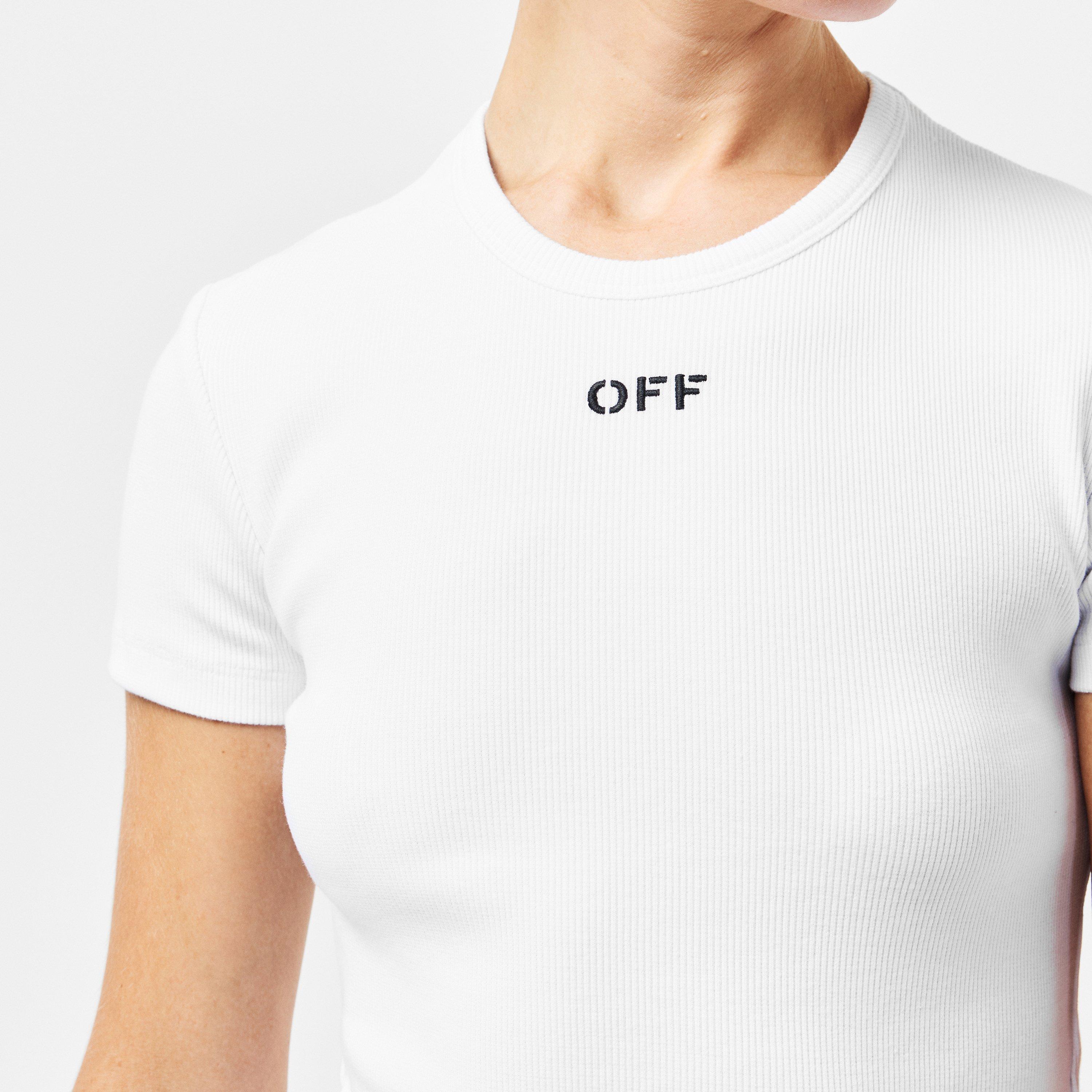 White/Black - Off White - Women's Stamp Rib Baby Tee - 5