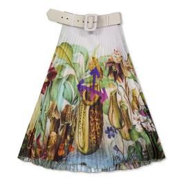 Off White Floral Belted Skirt