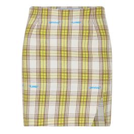 Off White Check Print Mini Skirt