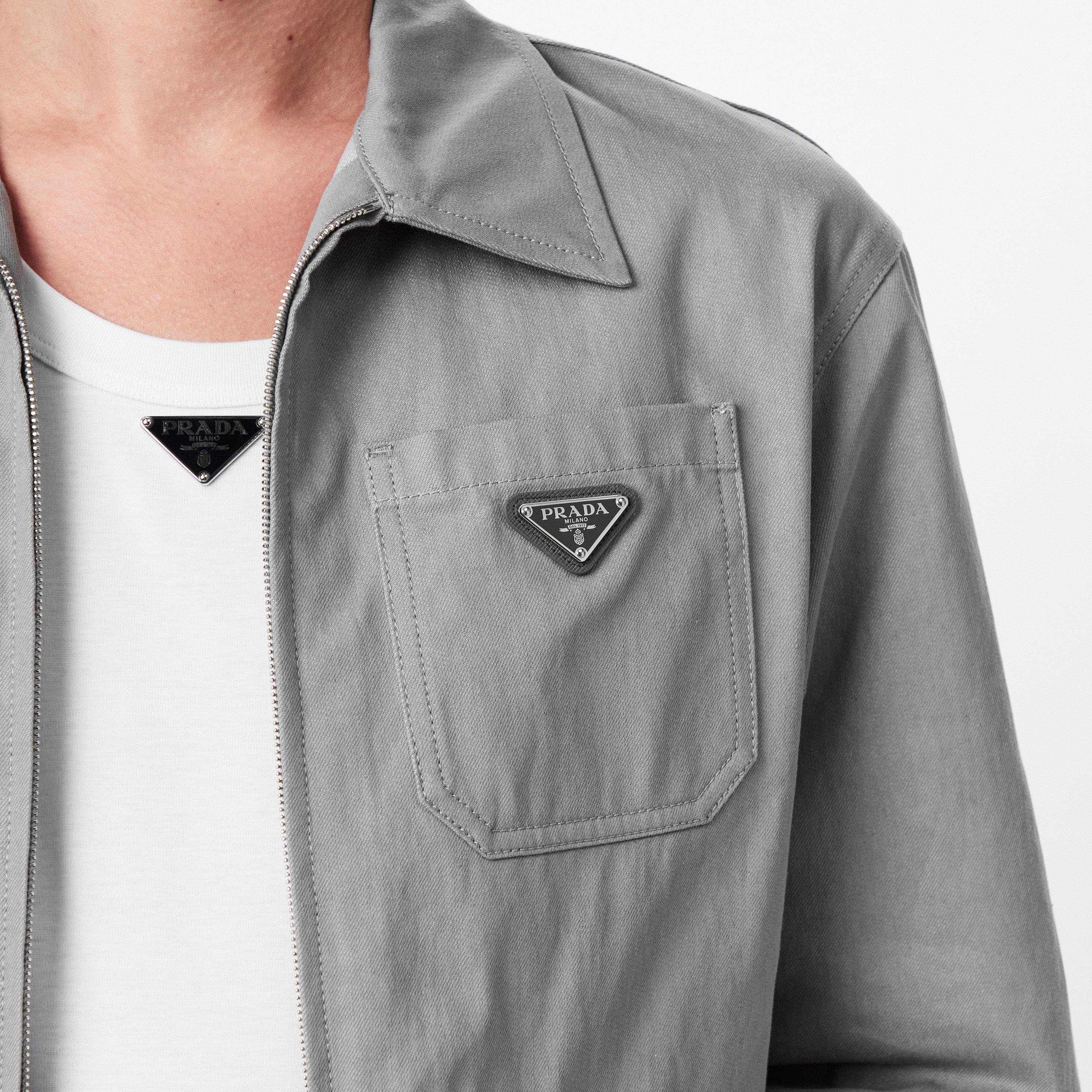 Grey - Prada - Men's Raw Denim Cotton Long Sleeve Zip Denim Jacket - 5