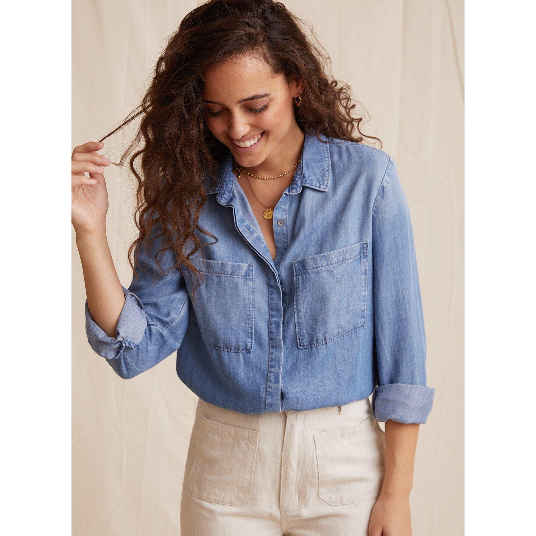 Med Ombre - Bella Dahl - Women's Long-Sleeve Pocket Plain Shirt - 2