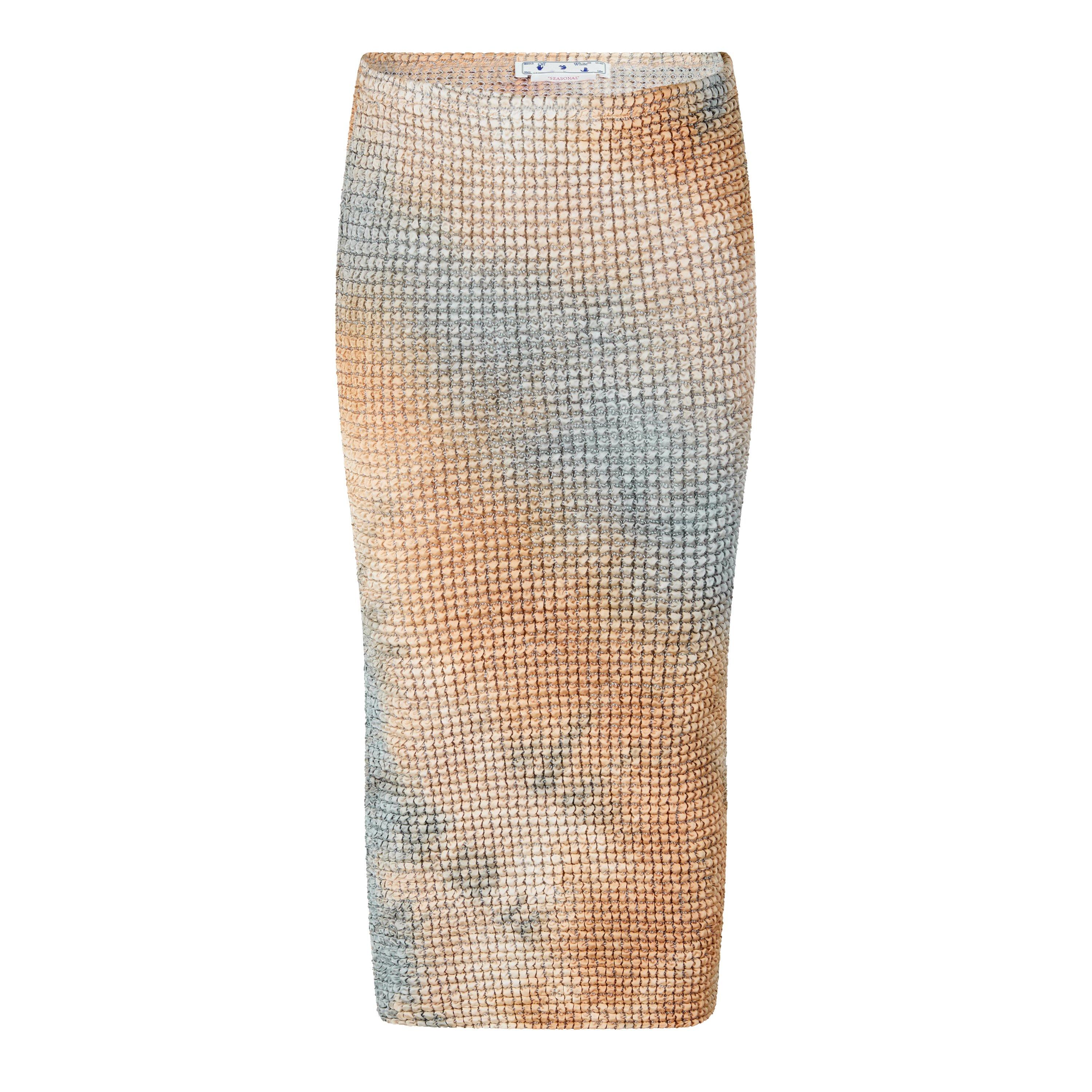 Camel - Off White - Women's Smocked Tie-Dye Pencil Skirt - 1