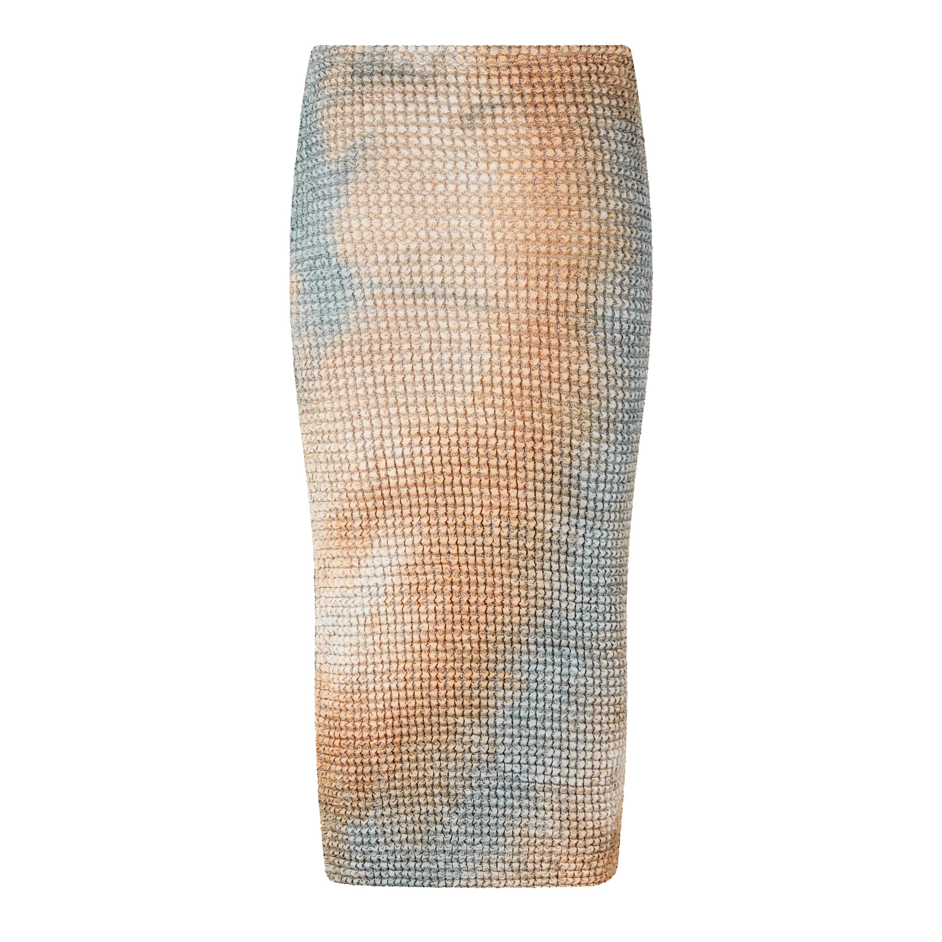 Camel - Off White - Women's Smocked Tie-Dye Pencil Skirt, Tie-Dye Design - 2