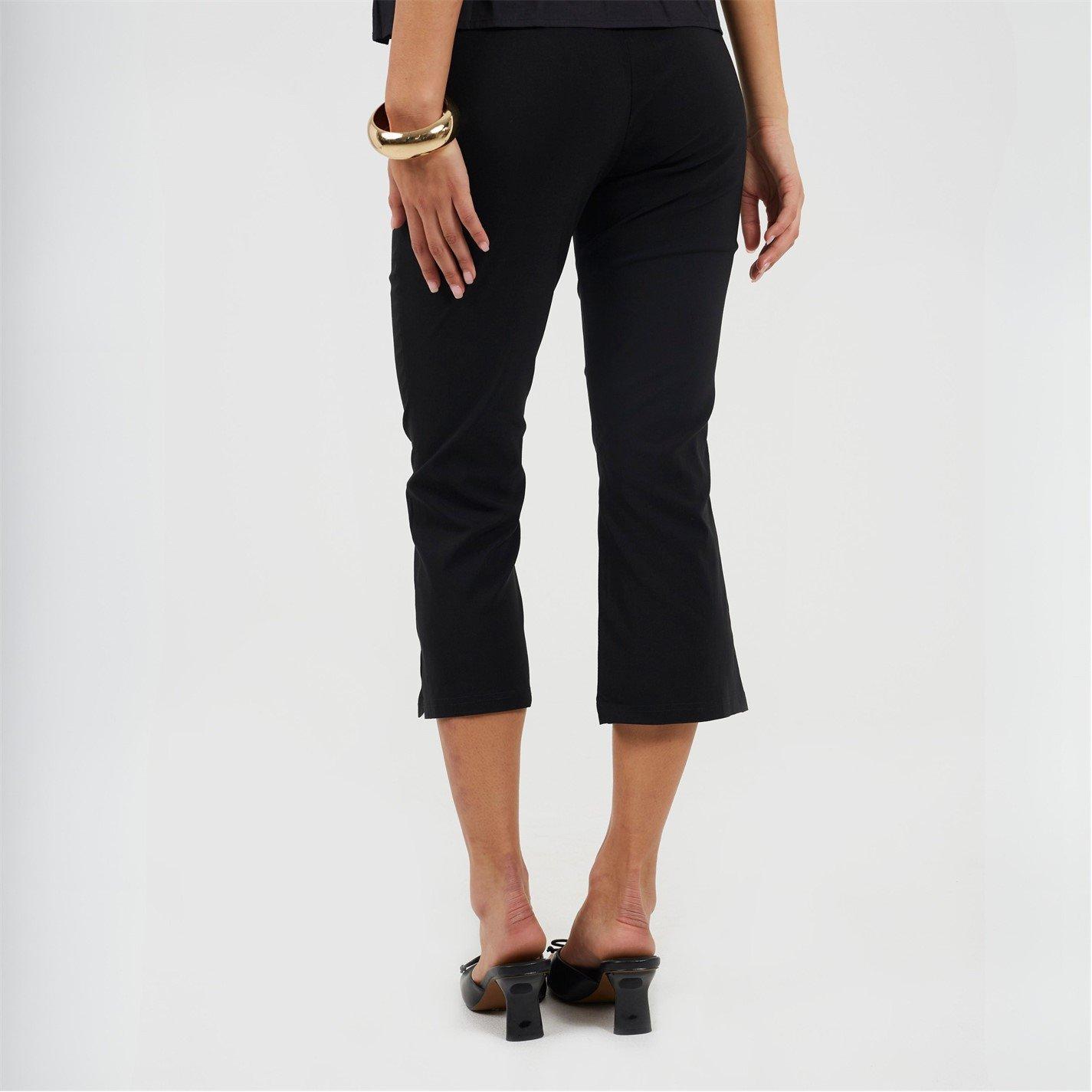 Black - Brave Soul - BS Ladies Black Capri Trousers with Split Hem Detail - 2