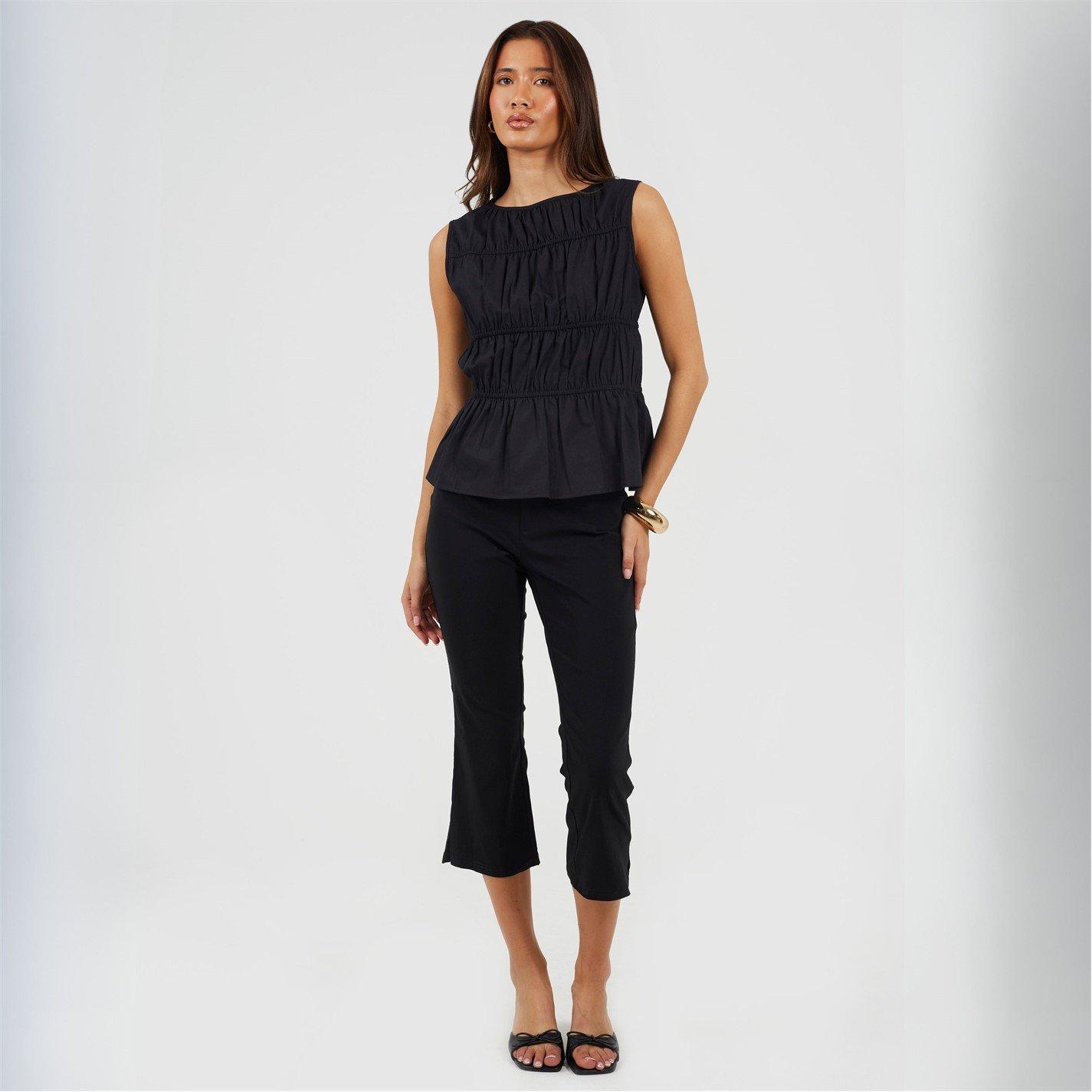 Black - Brave Soul - BS Ladies Black Capri Trousers with Split Hem Detail - 4