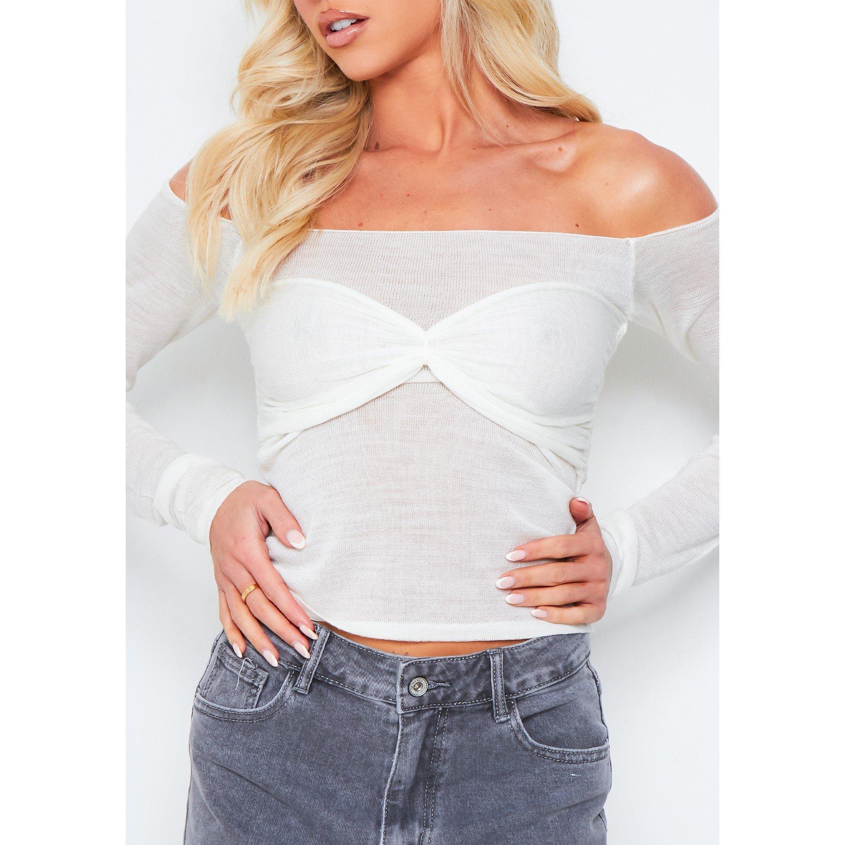 Roomwit - Missy Empire - Knit Overlay Bralet Jumper - 3