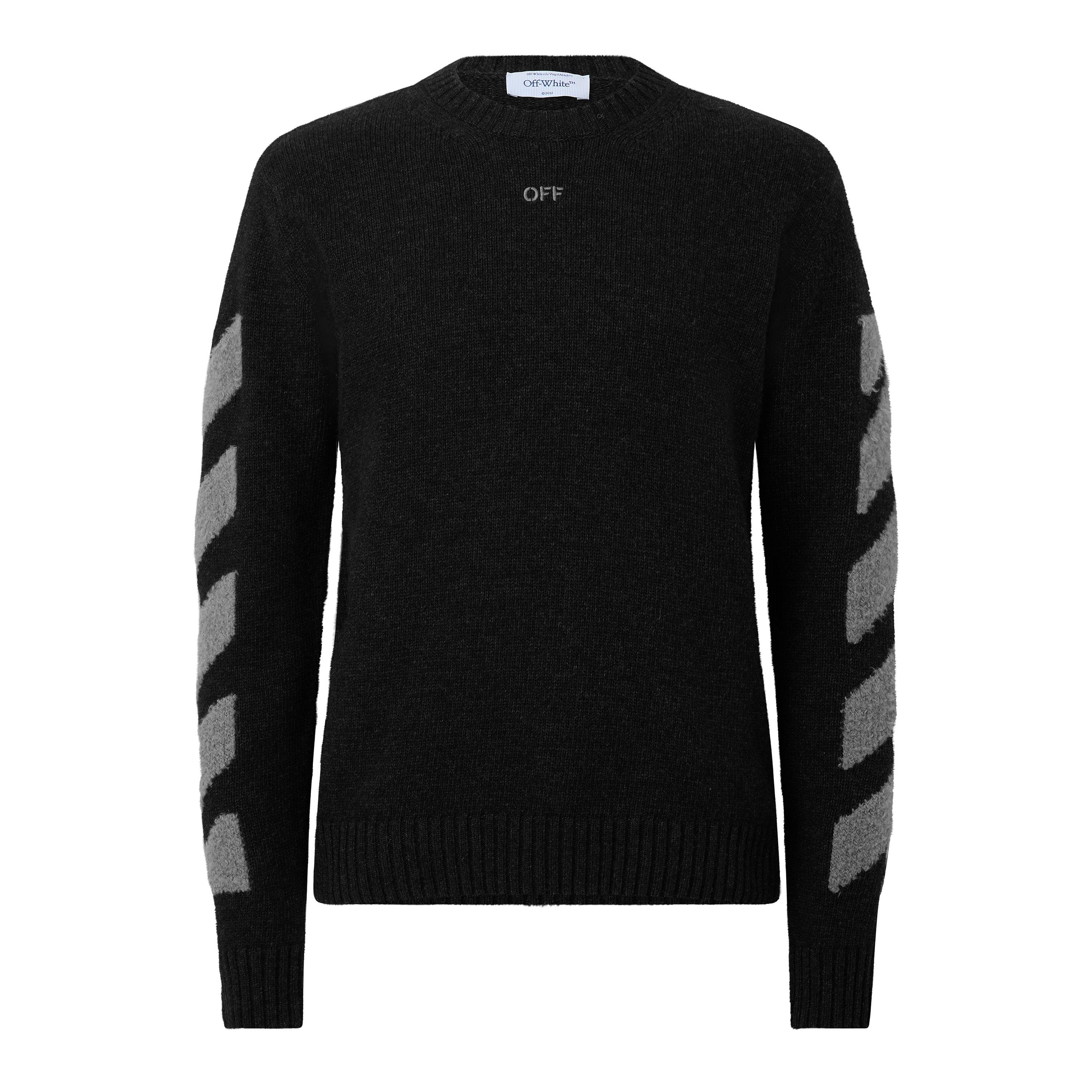 Anthracite - Off White - Off Diag Fuzzy Crew Sn64 - 1