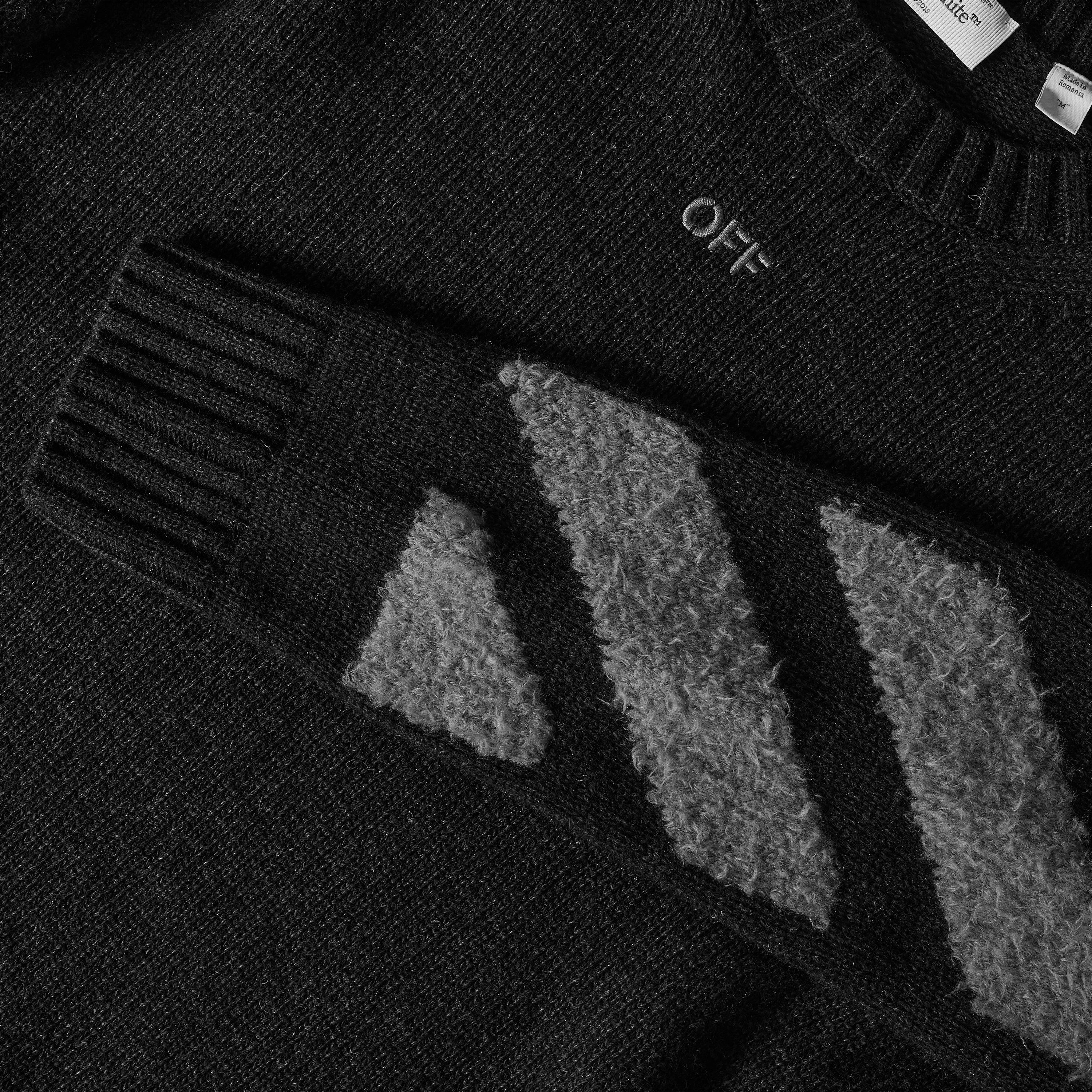 Anthracite - Off White - Off Diag Fuzzy Crew Sn64 - 3