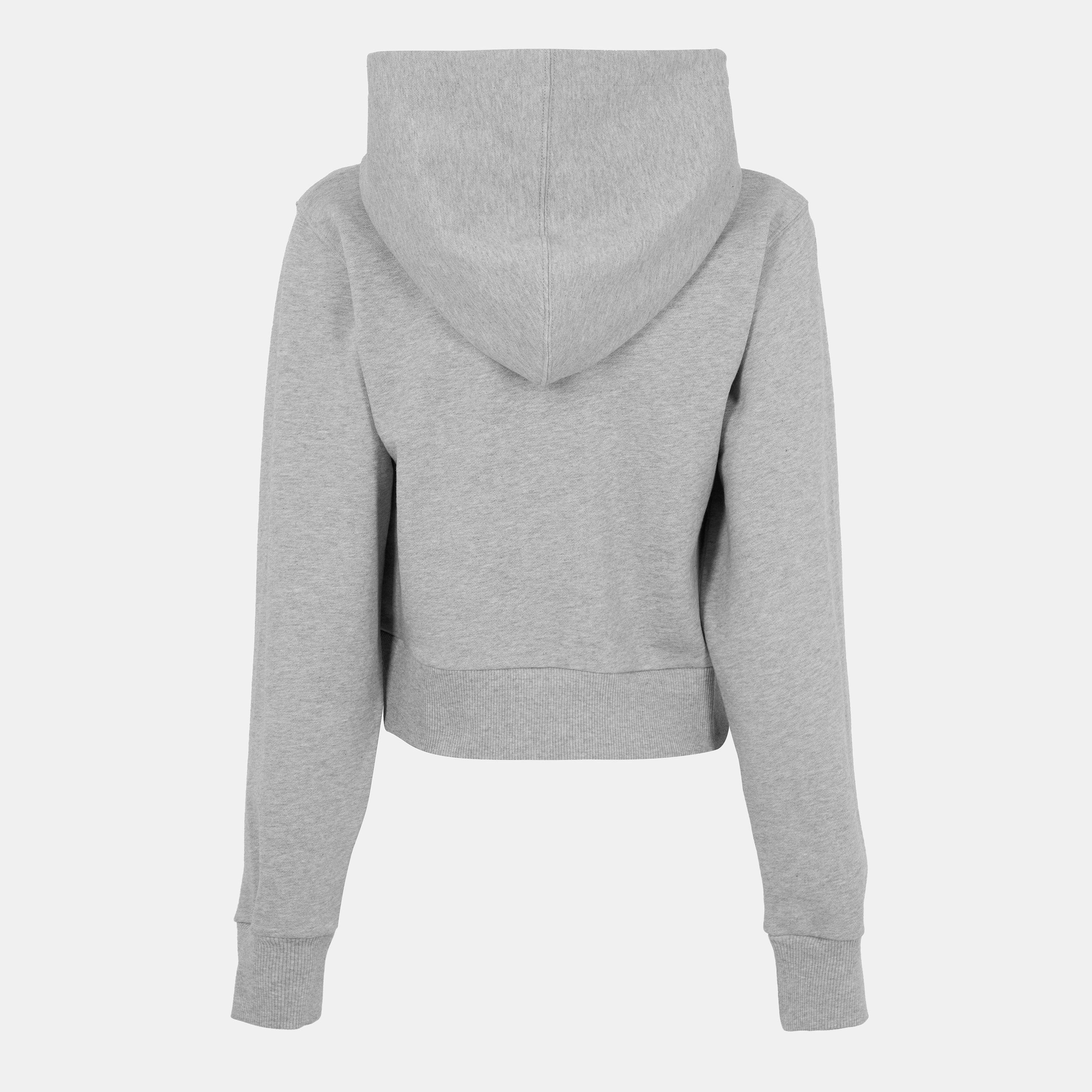Grey/Blk - Palm Angels - Women's Over the Head Cropped Hoodie - 2