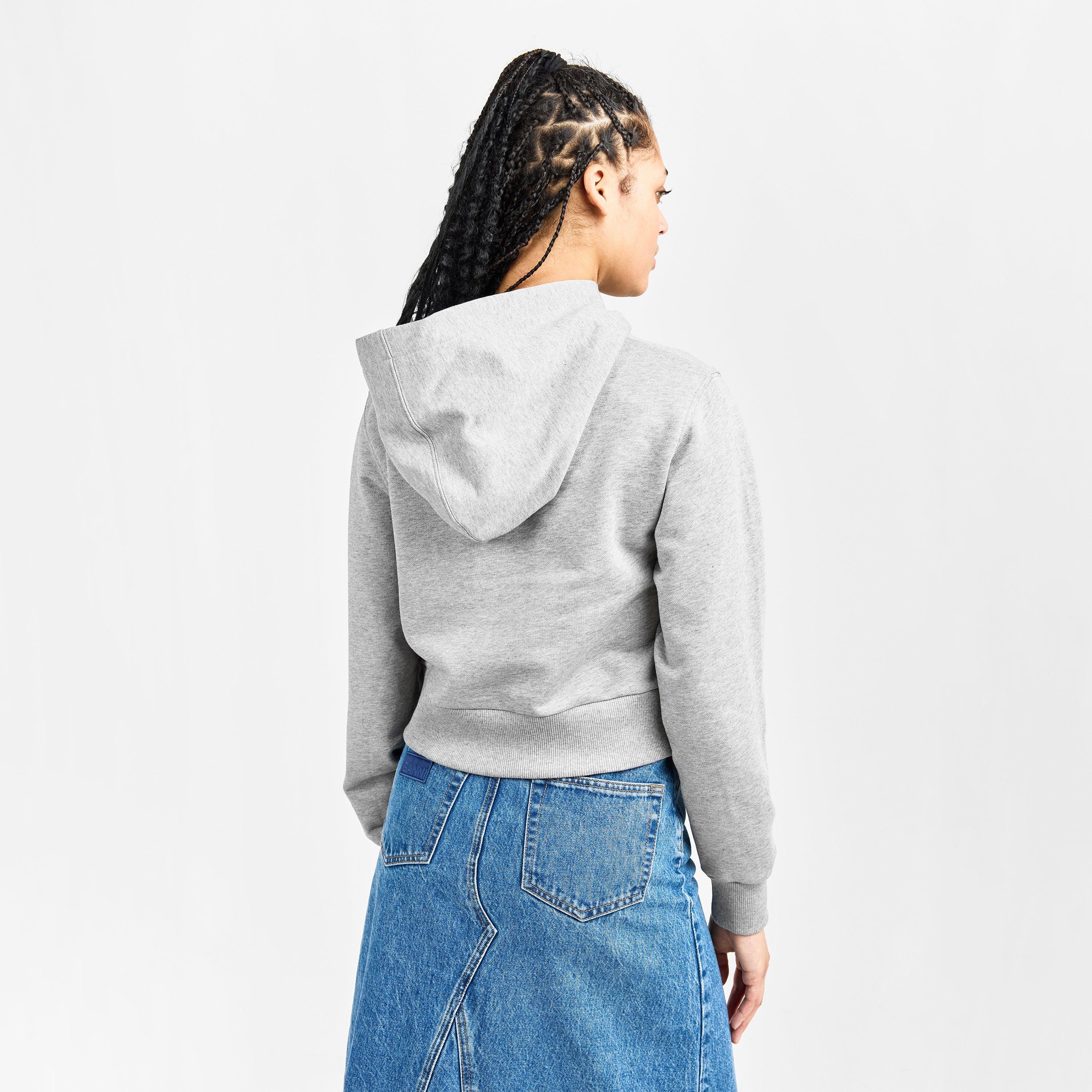 Grey/Blk - Palm Angels - Women's Over the Head Cropped Hoodie - 4
