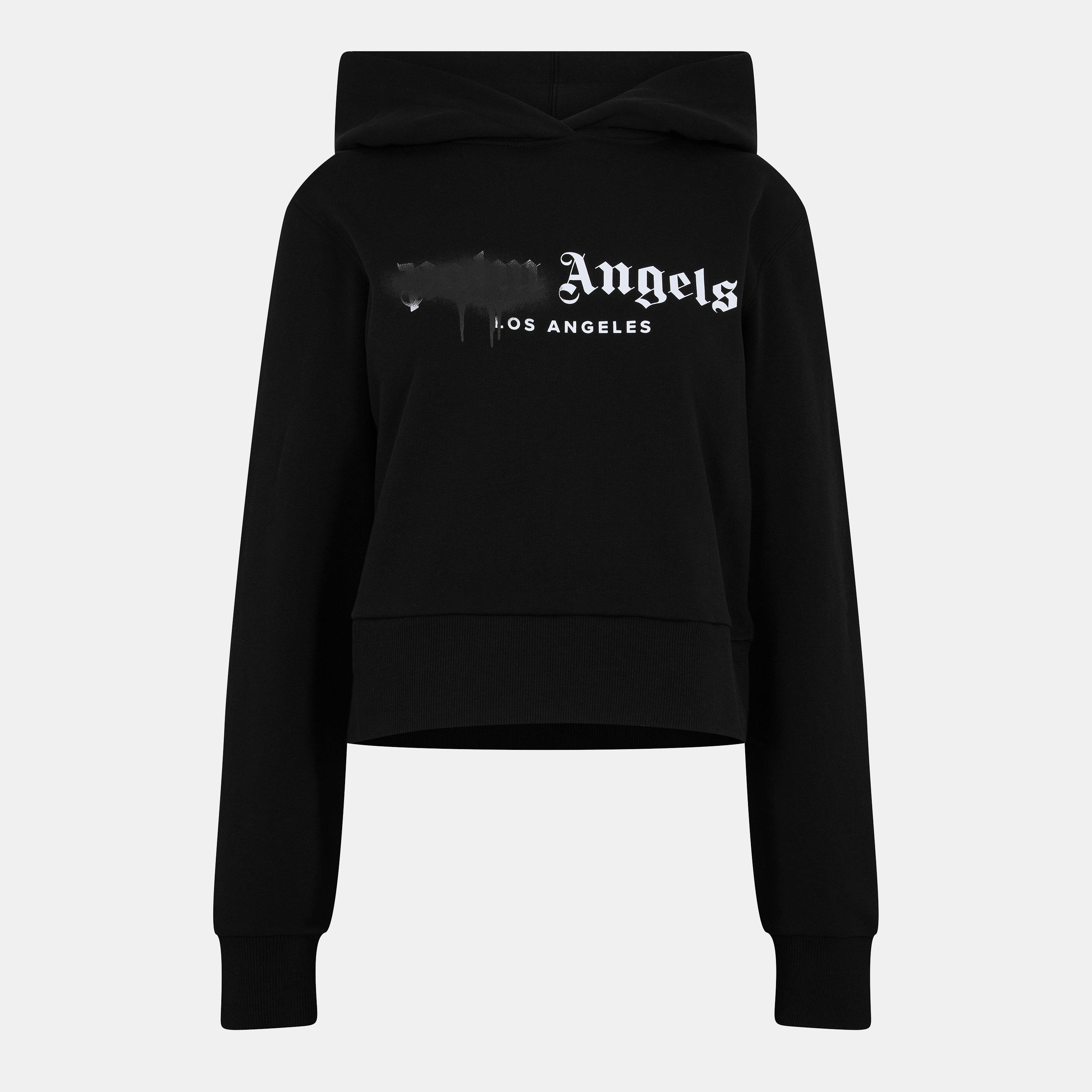 Blk/Blk - Palm Angels - Women's Over the Head Cropped Hoodie - 1