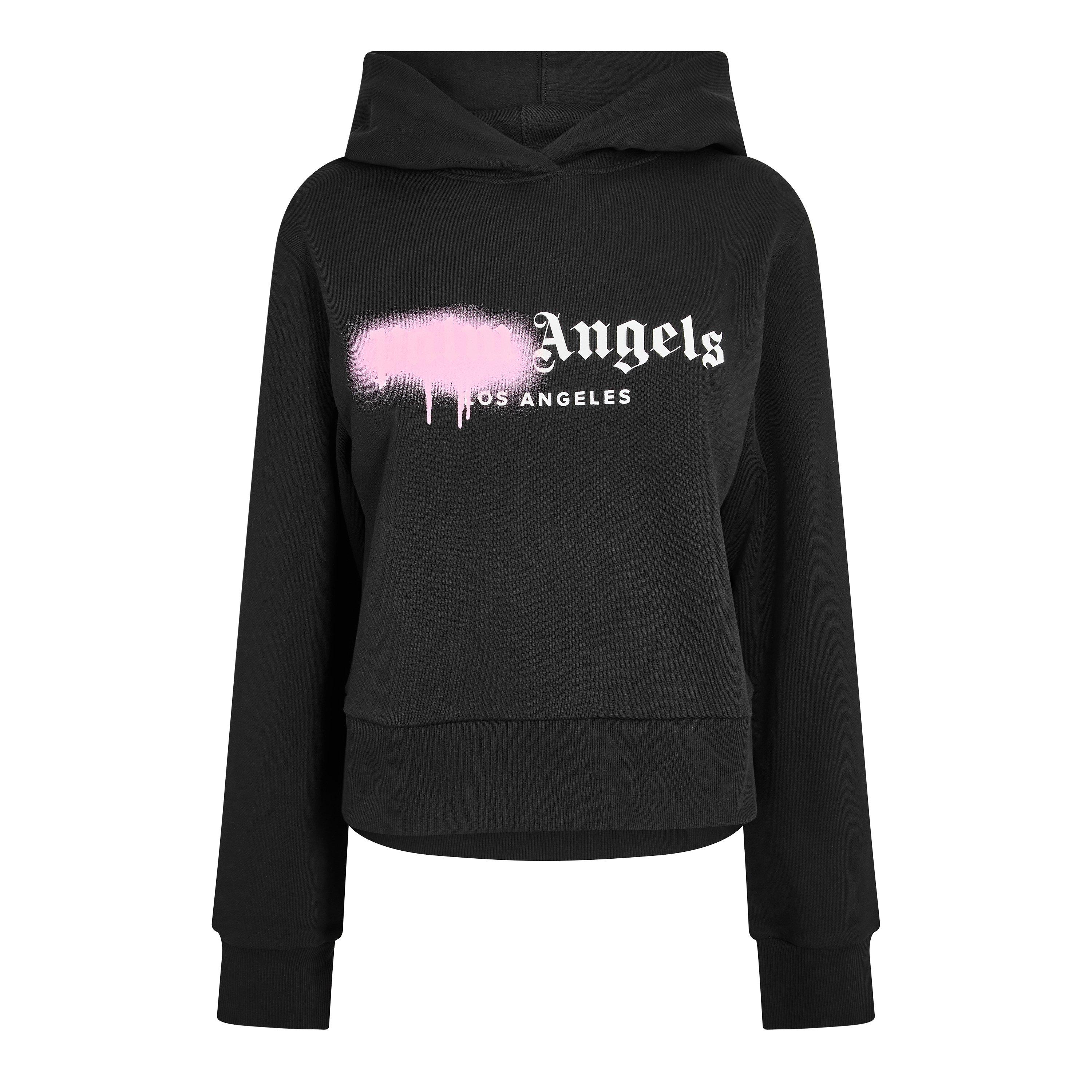 Palm Angels Women's Over The Head Cropped Hoodie - Blk/Pink - 16 (XL)