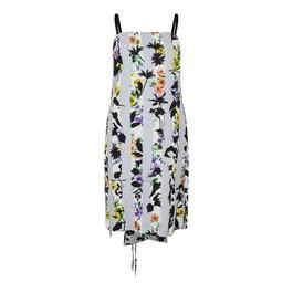 Off White Striped Floral Print Dress