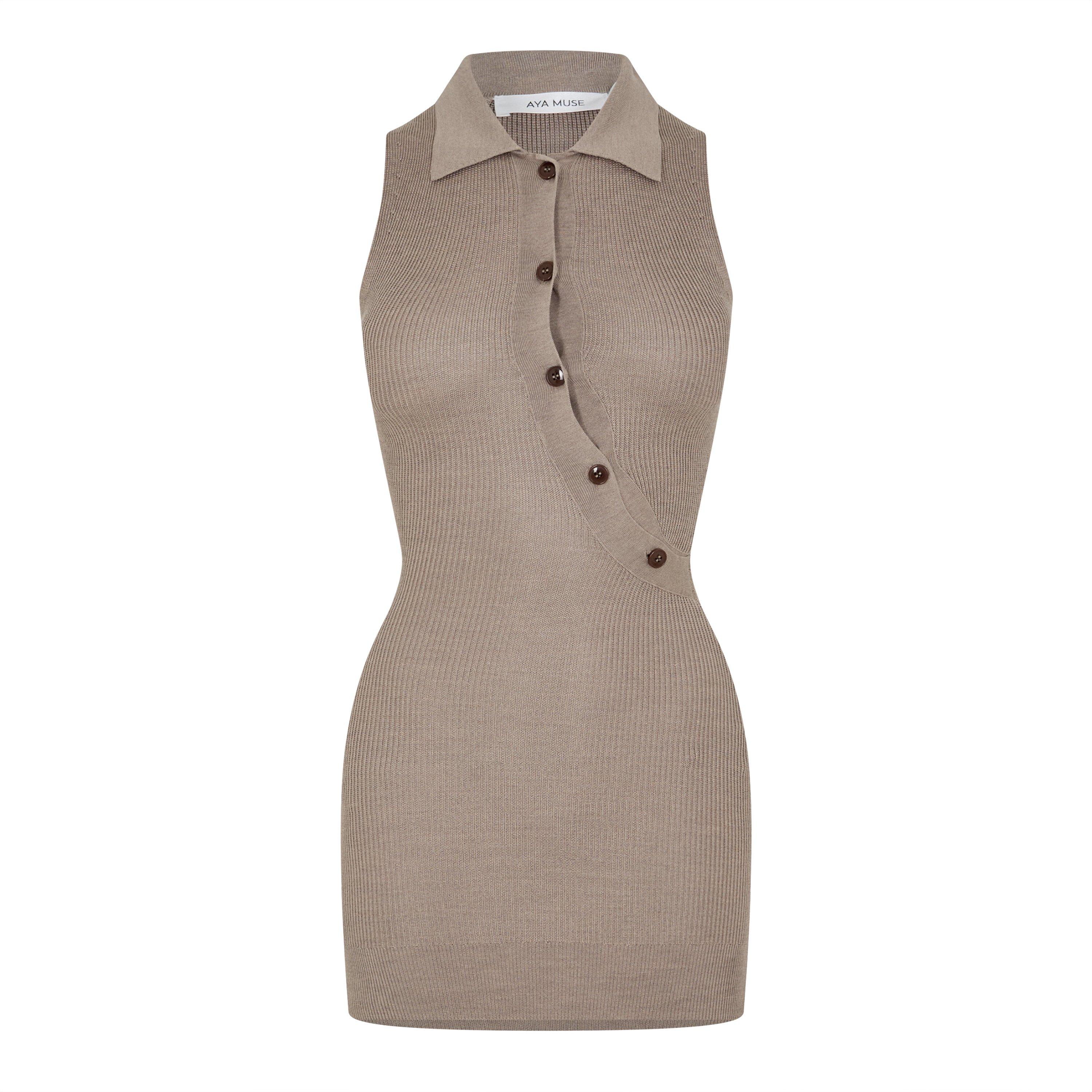 Taupe - Aya Muse - Women's Aku Mini Dress - 5