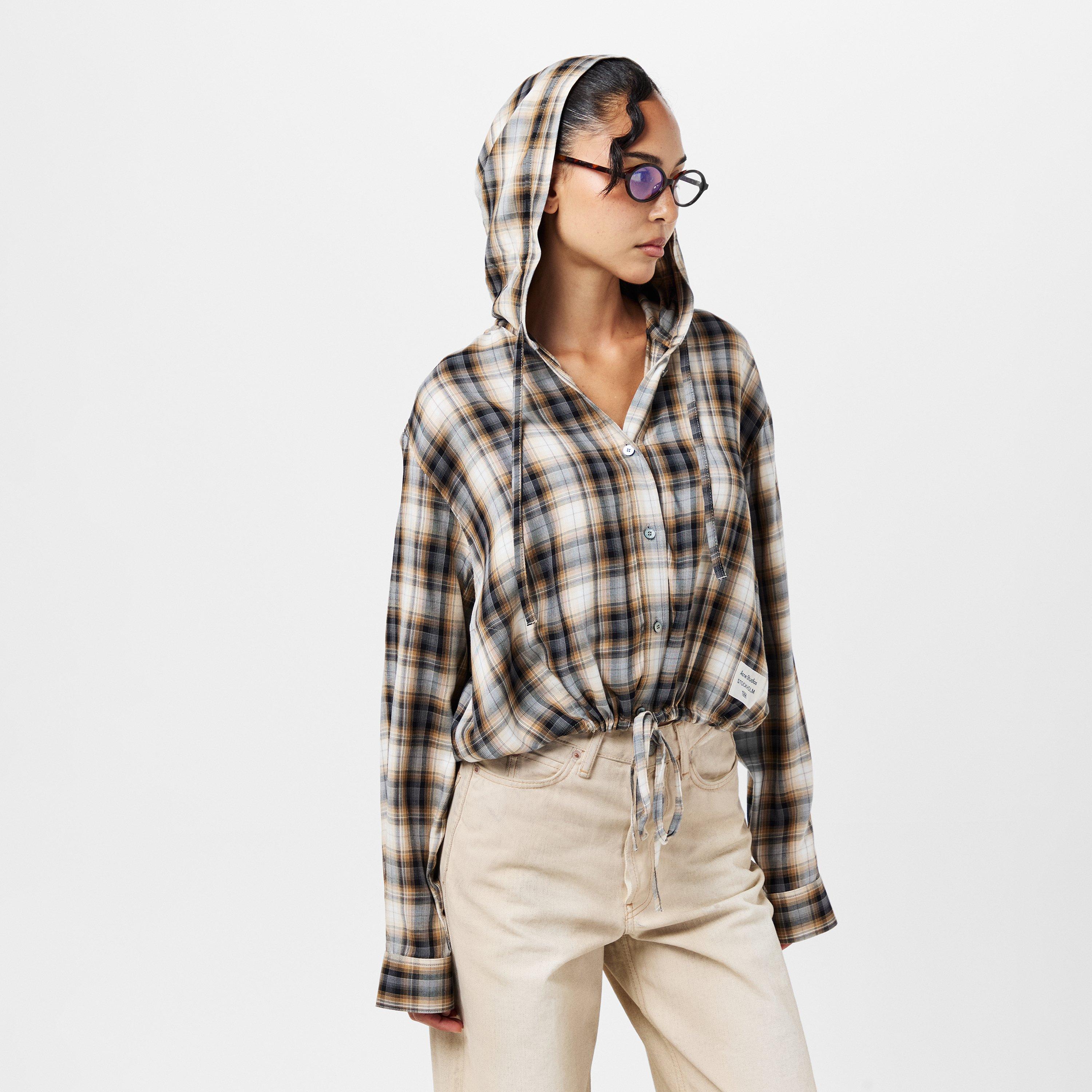 Beige/Black - Acne Studios - Women's Long-Sleeve Patterned Shirt - 3