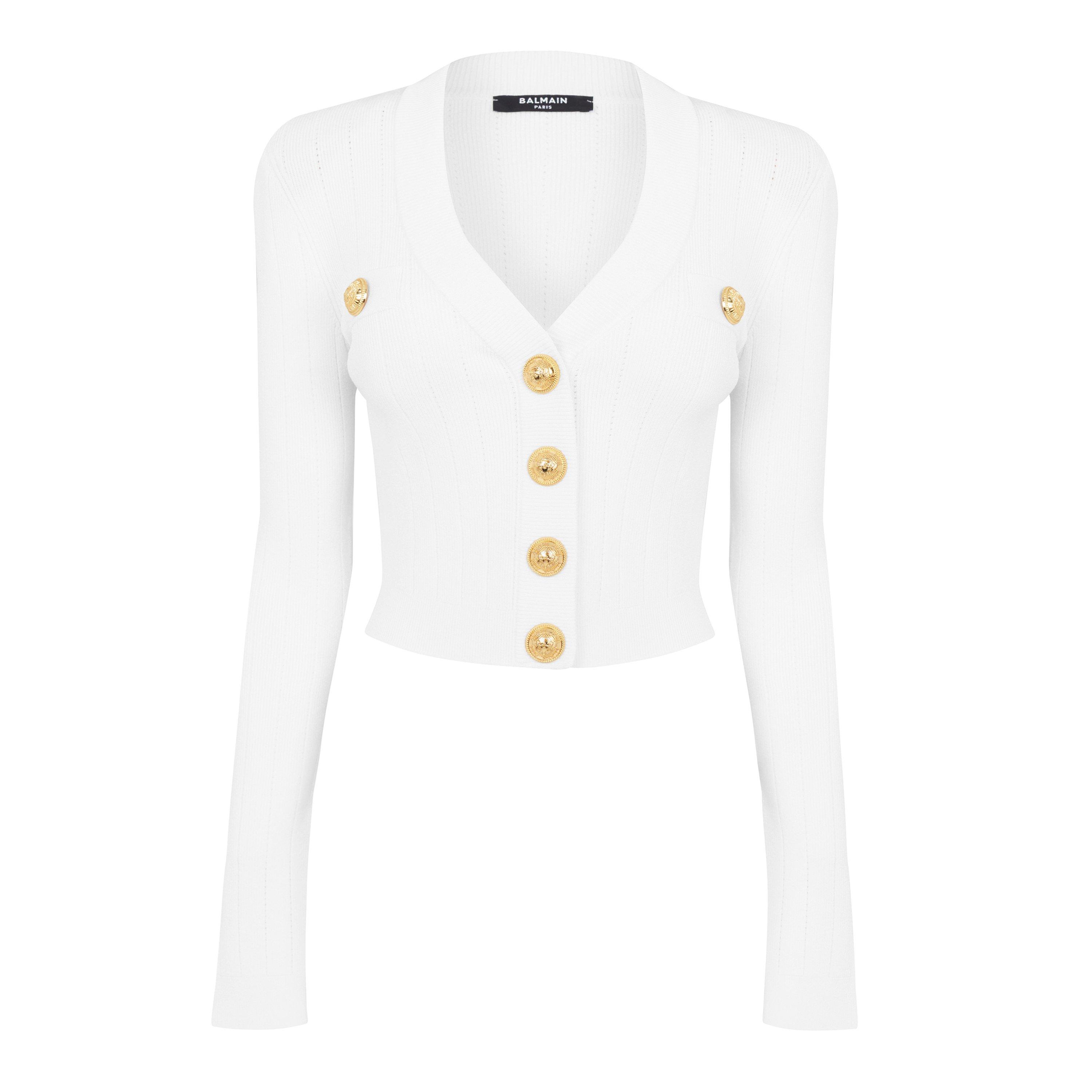 Blanc 0FA - Balmain - Crop Button Cardigan - 1
