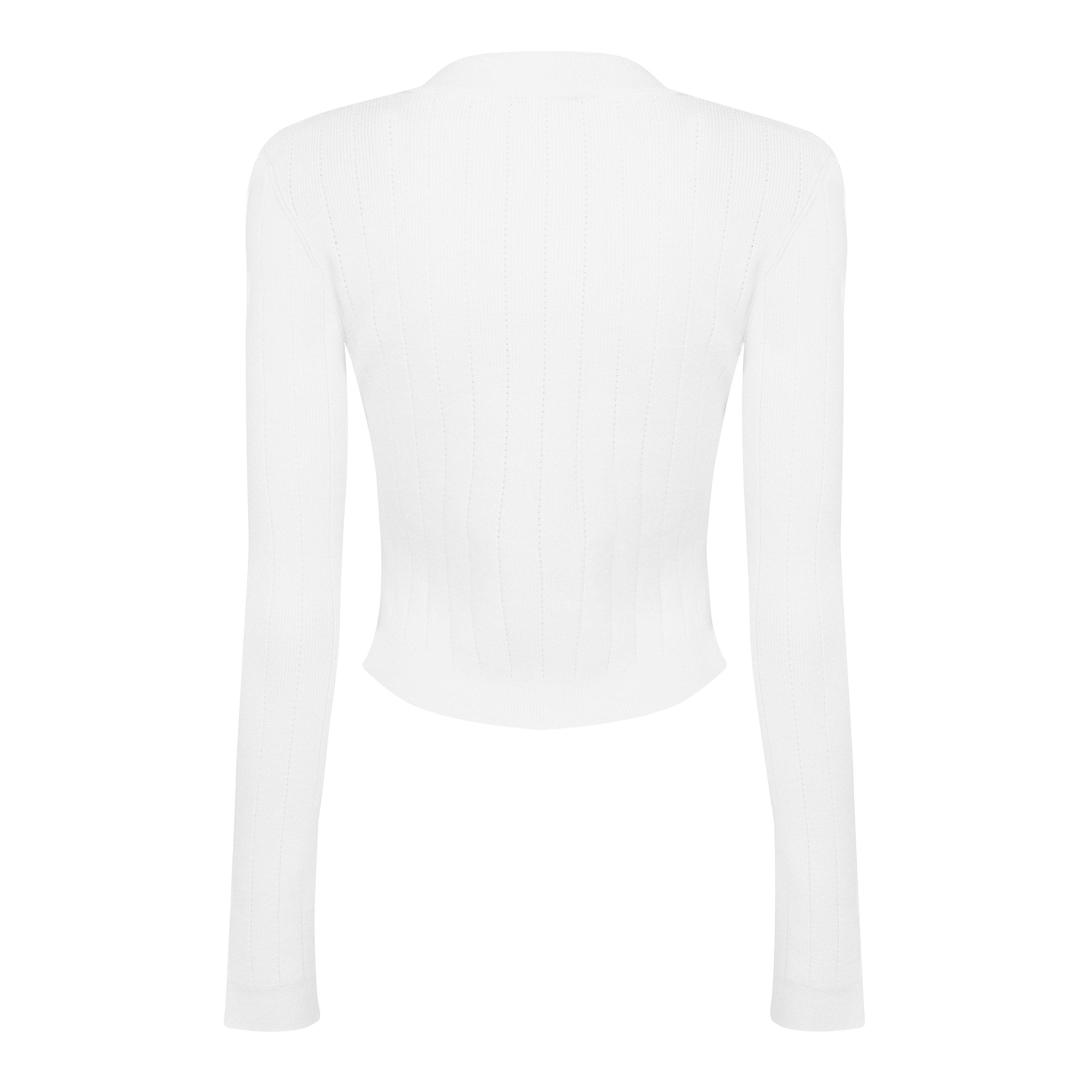 Blanc 0FA - Balmain - Crop Button Cardigan - 5