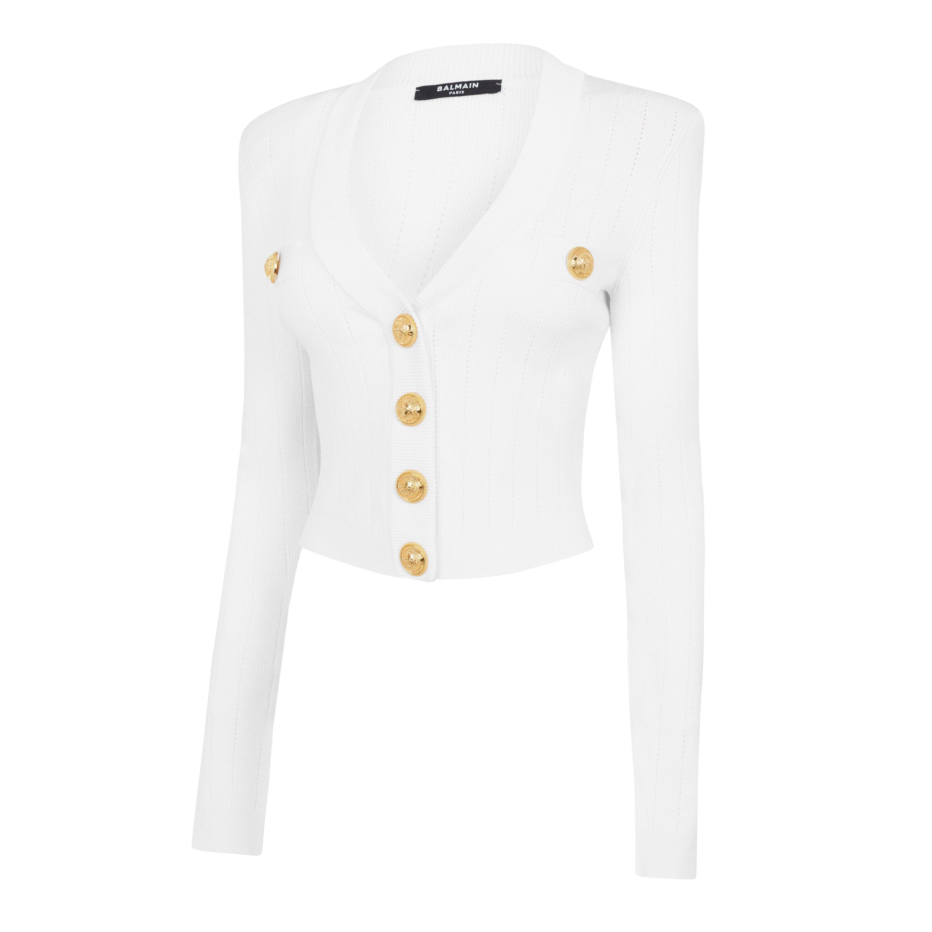Blanc 0FA - Balmain - Crop Button Cardigan - 6