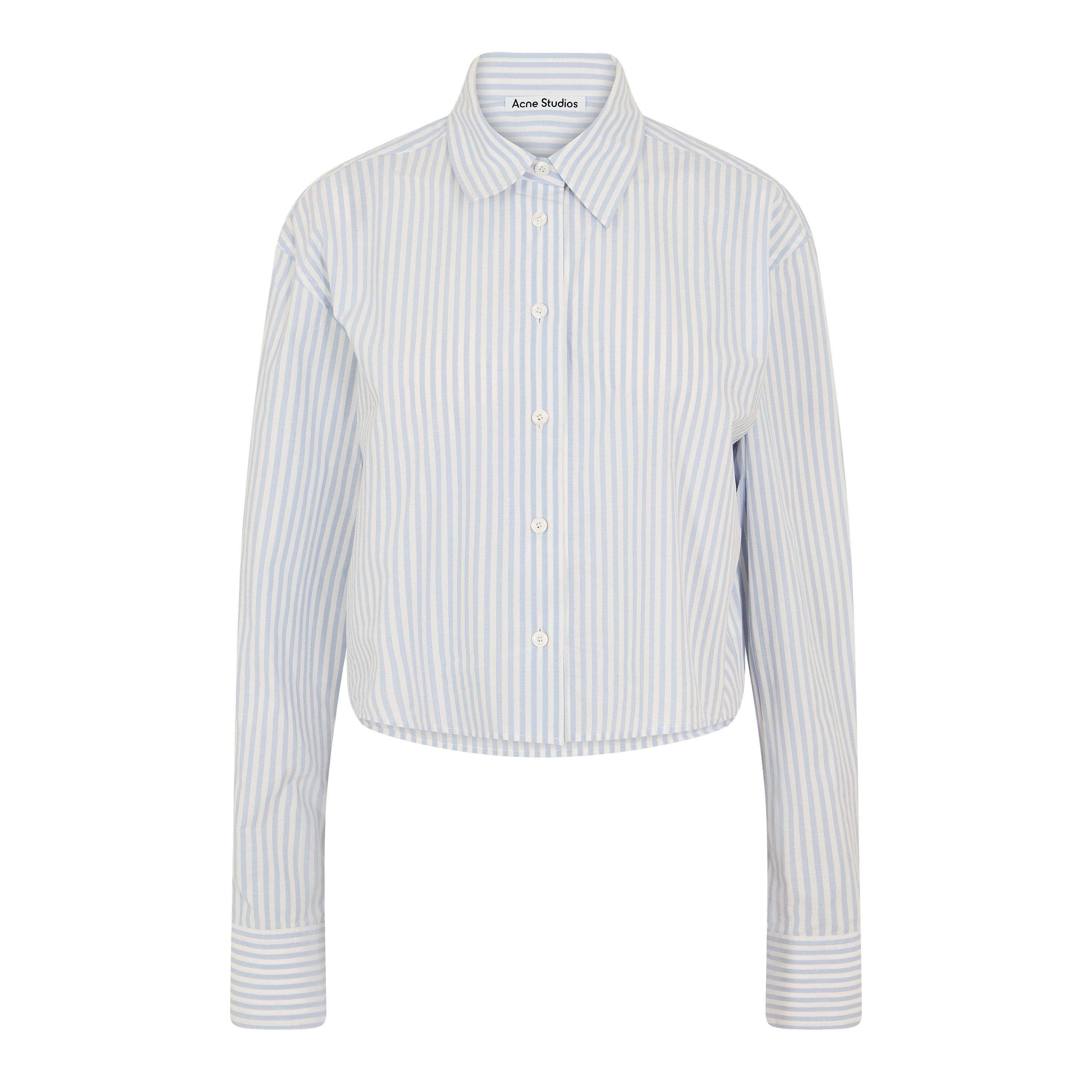 Blue/White - Acne Studios - Women's Long Sleeve Patterned Shirt - 1