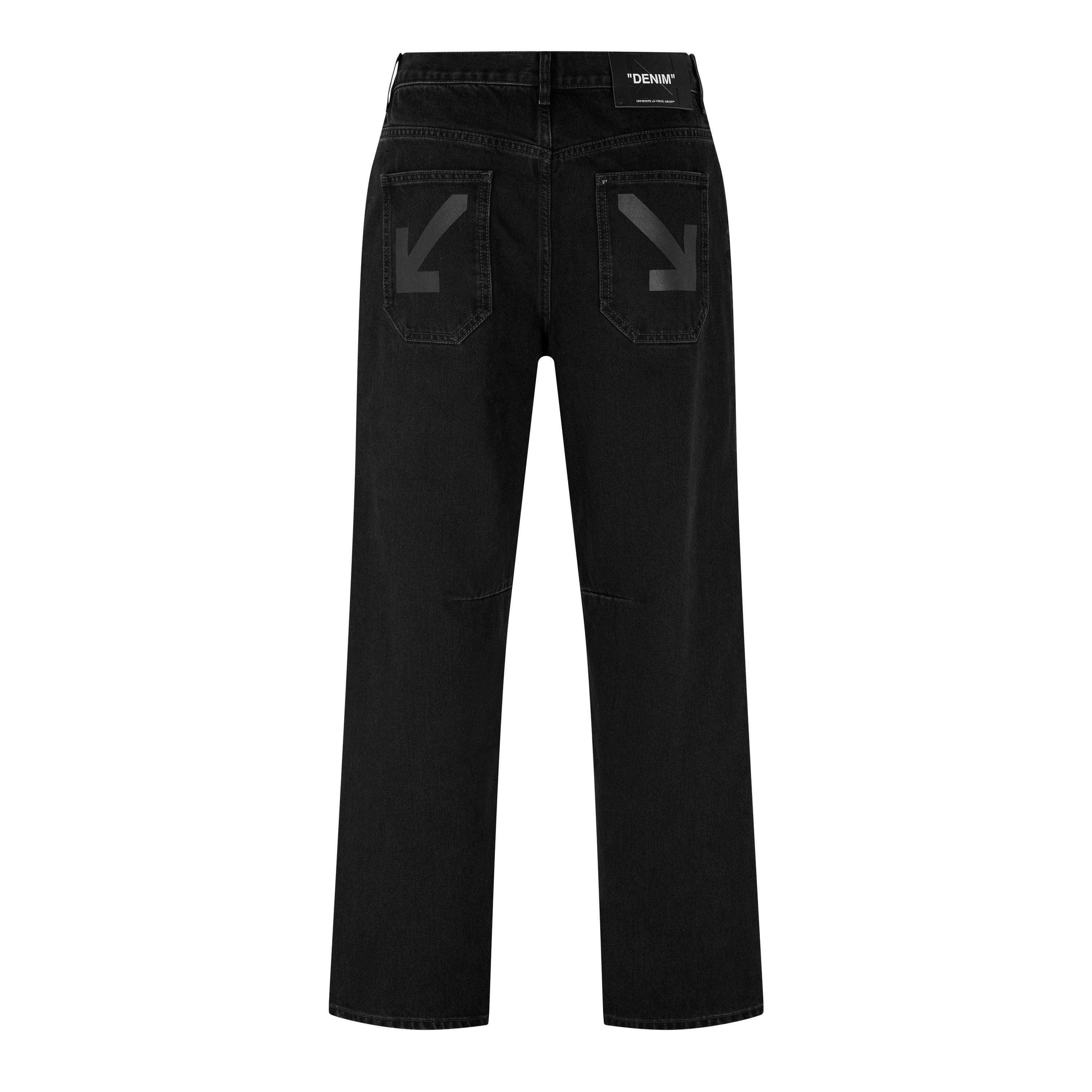 Stone Raw Black - Off White - Men's HalfArrow Relax Tapered Cotton Jeans - 2