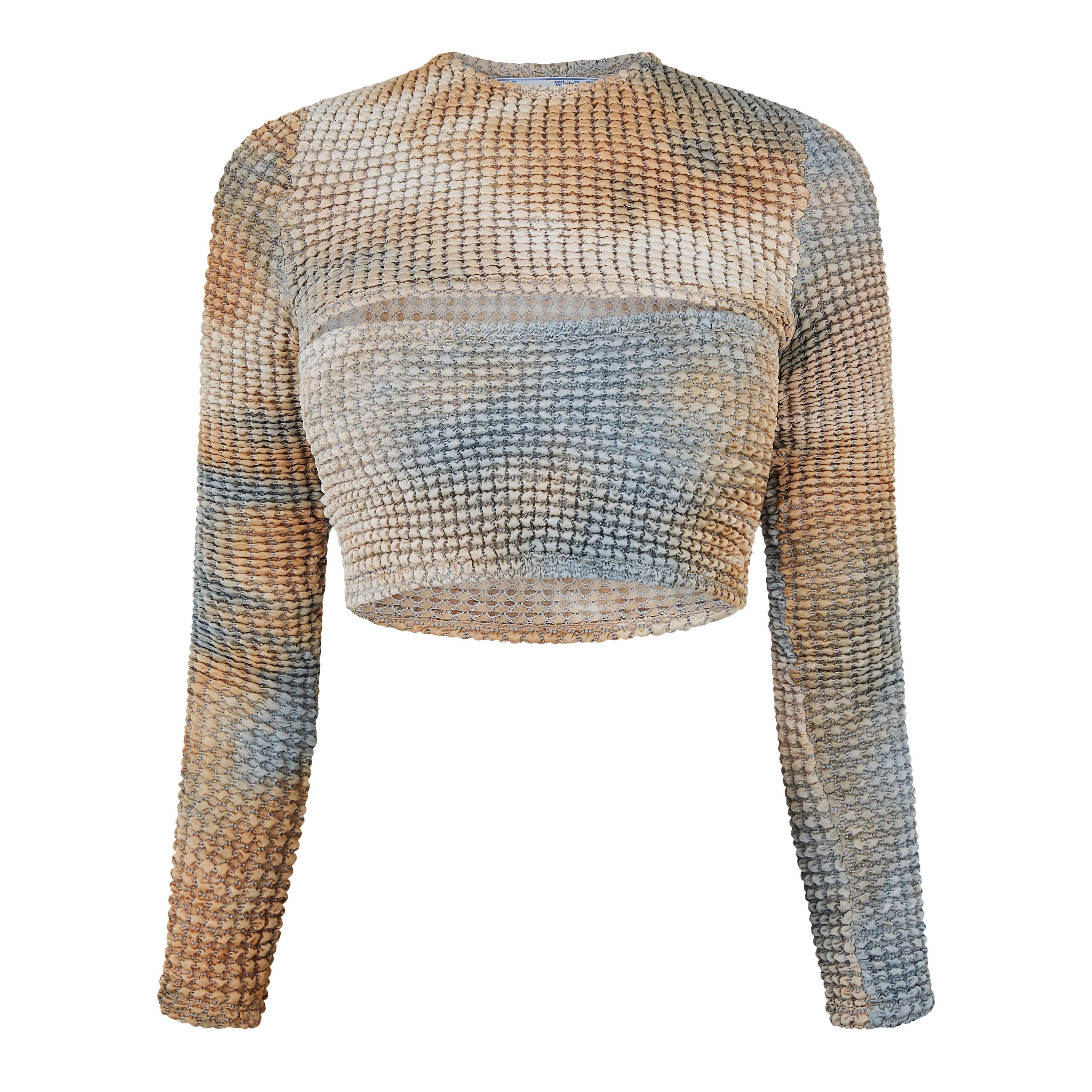 Beige - Off White - Women's Tie-Dye Relaxed Fit Cut Out Top - 1