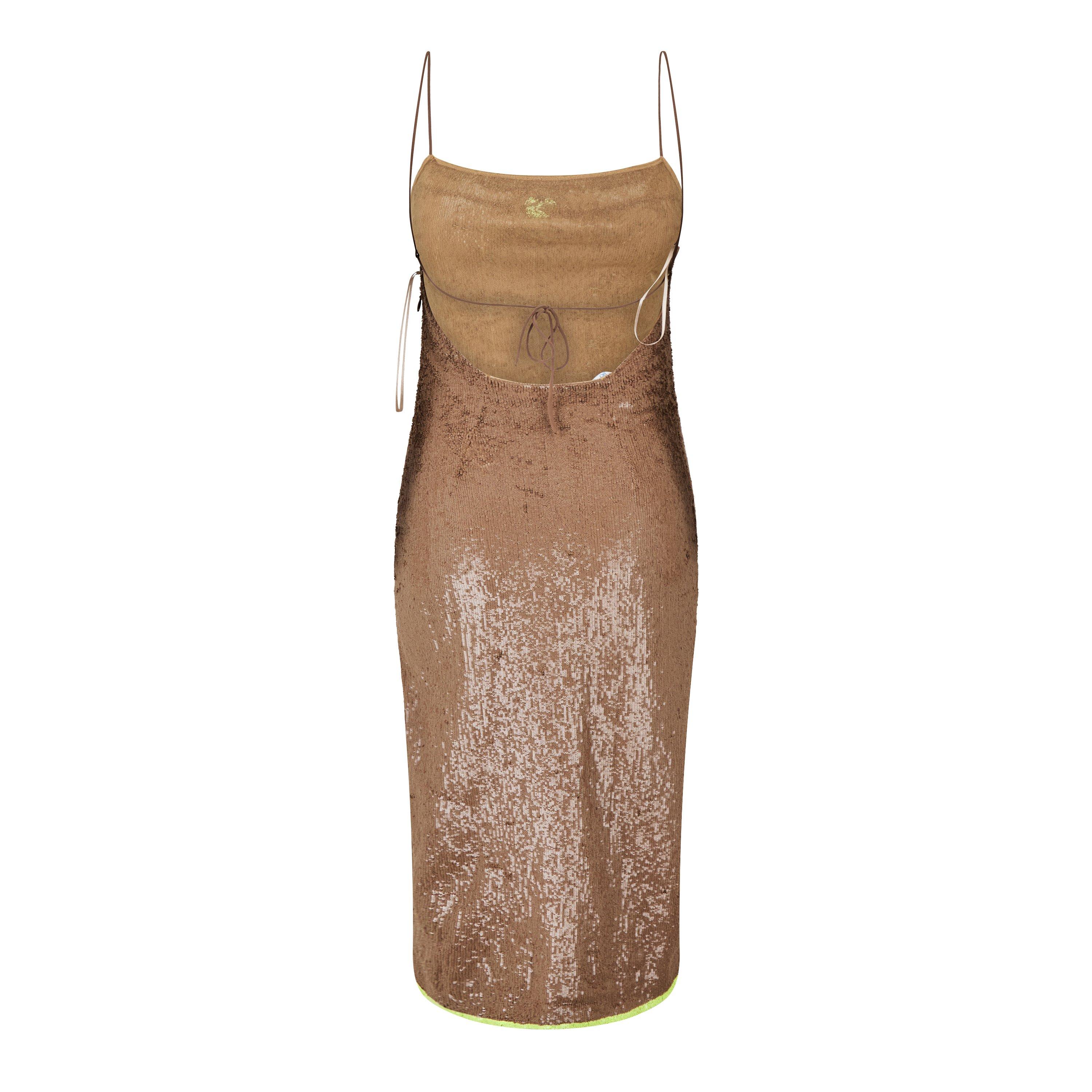 Camel/Yellow - Off White - Women's Sequin Dress - 2