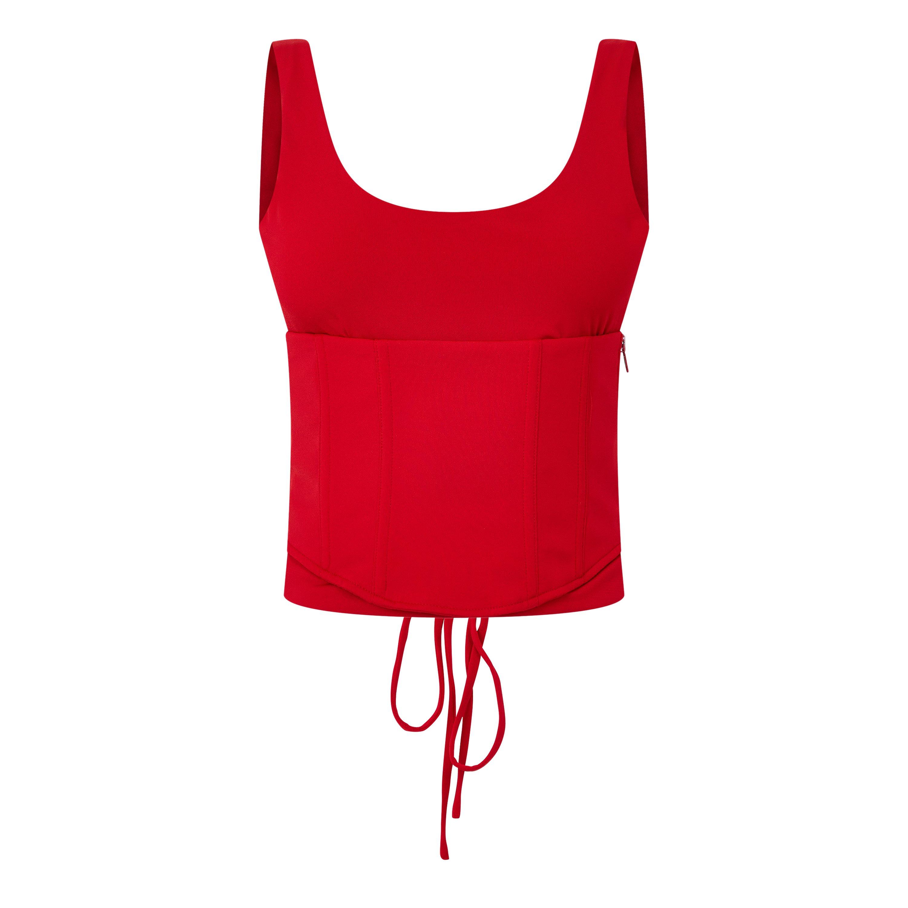 Red - Mars The Label - Women's Sandra Scoop Vest Corset Top - 1