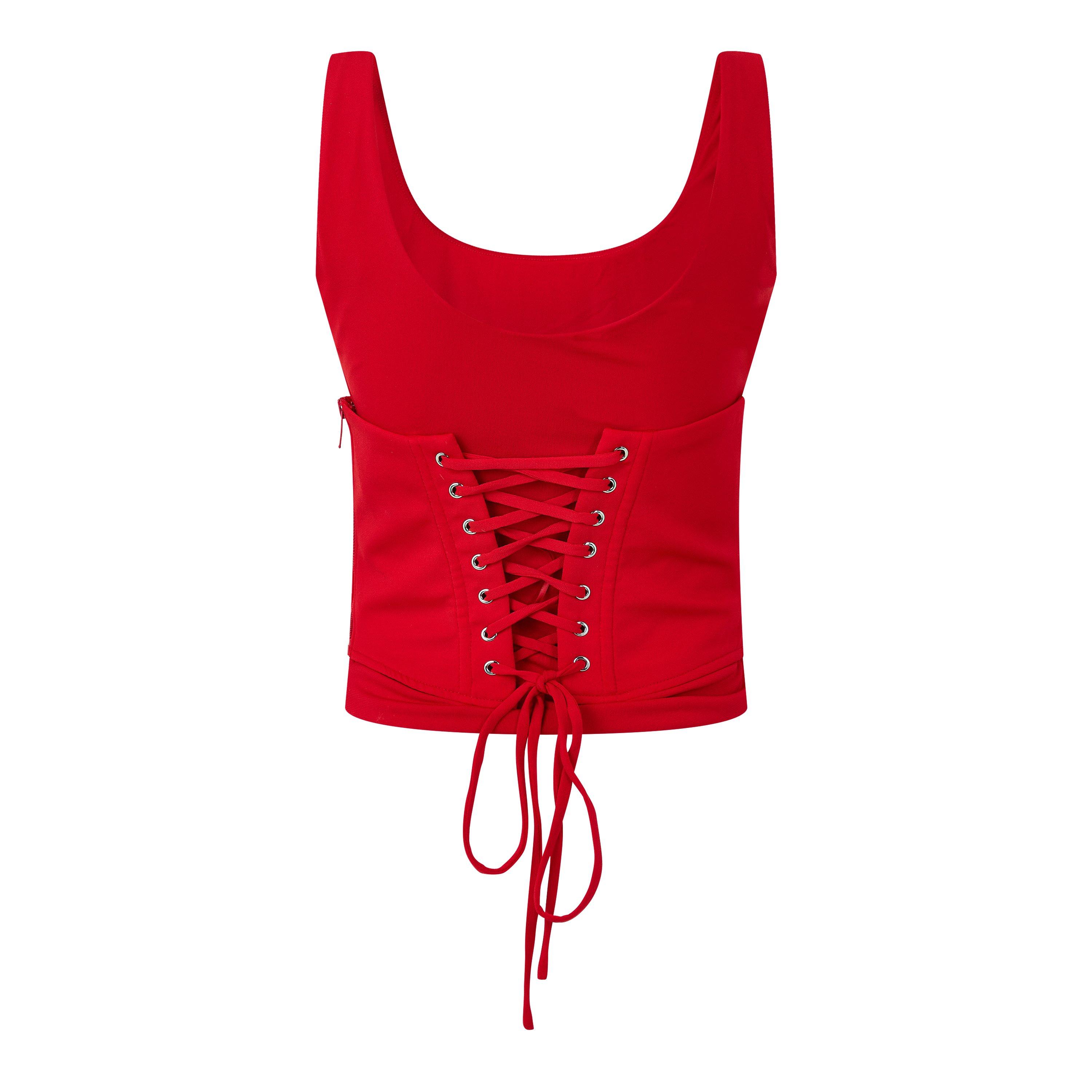 Red - Mars The Label - Women's Sandra Scoop Vest Corset Top - 2