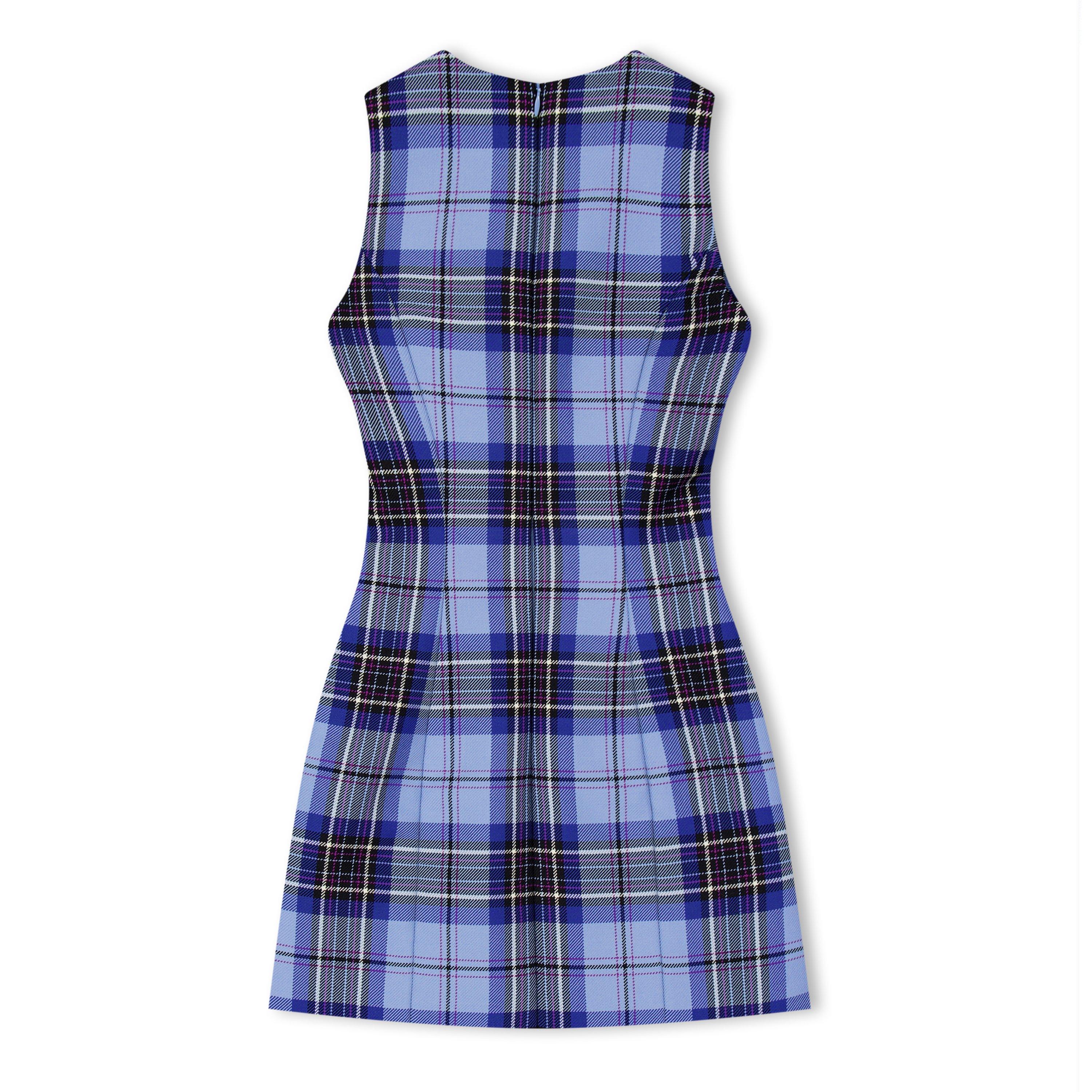 Blue/Black - Off White - Women's Cheque Mini Dress - 2