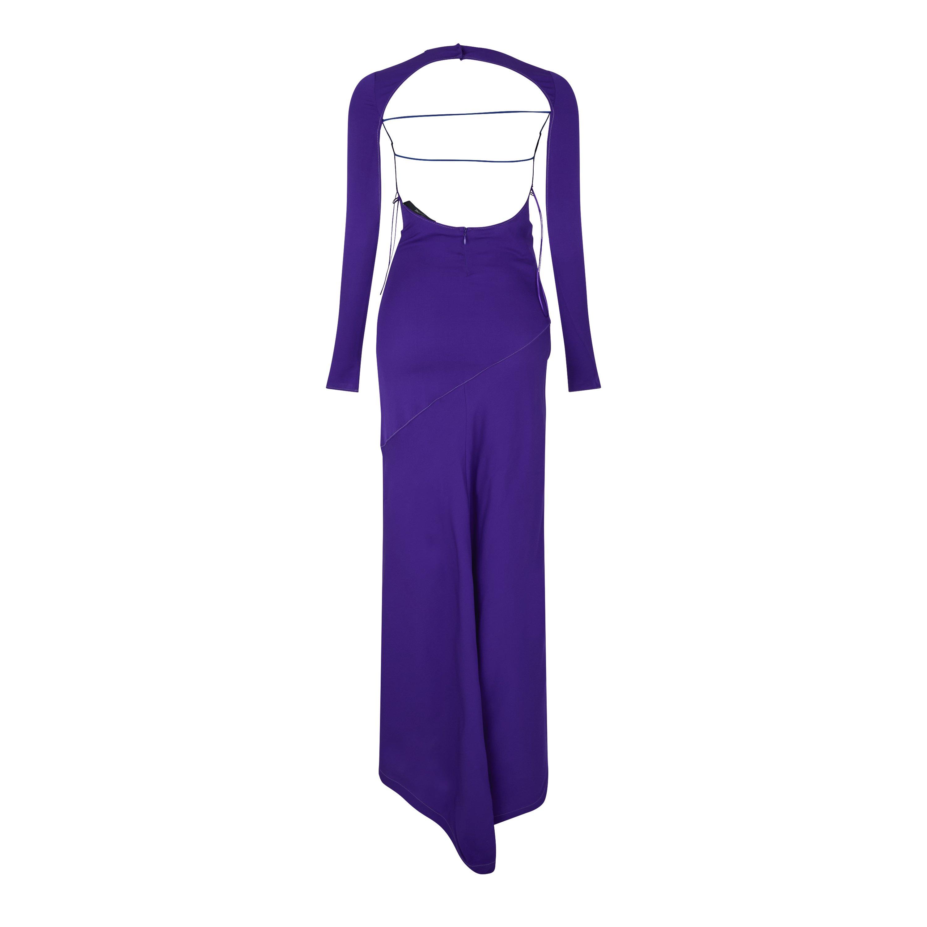 Purple - Off White - Women's Glam Sporty Long Dress - 2
