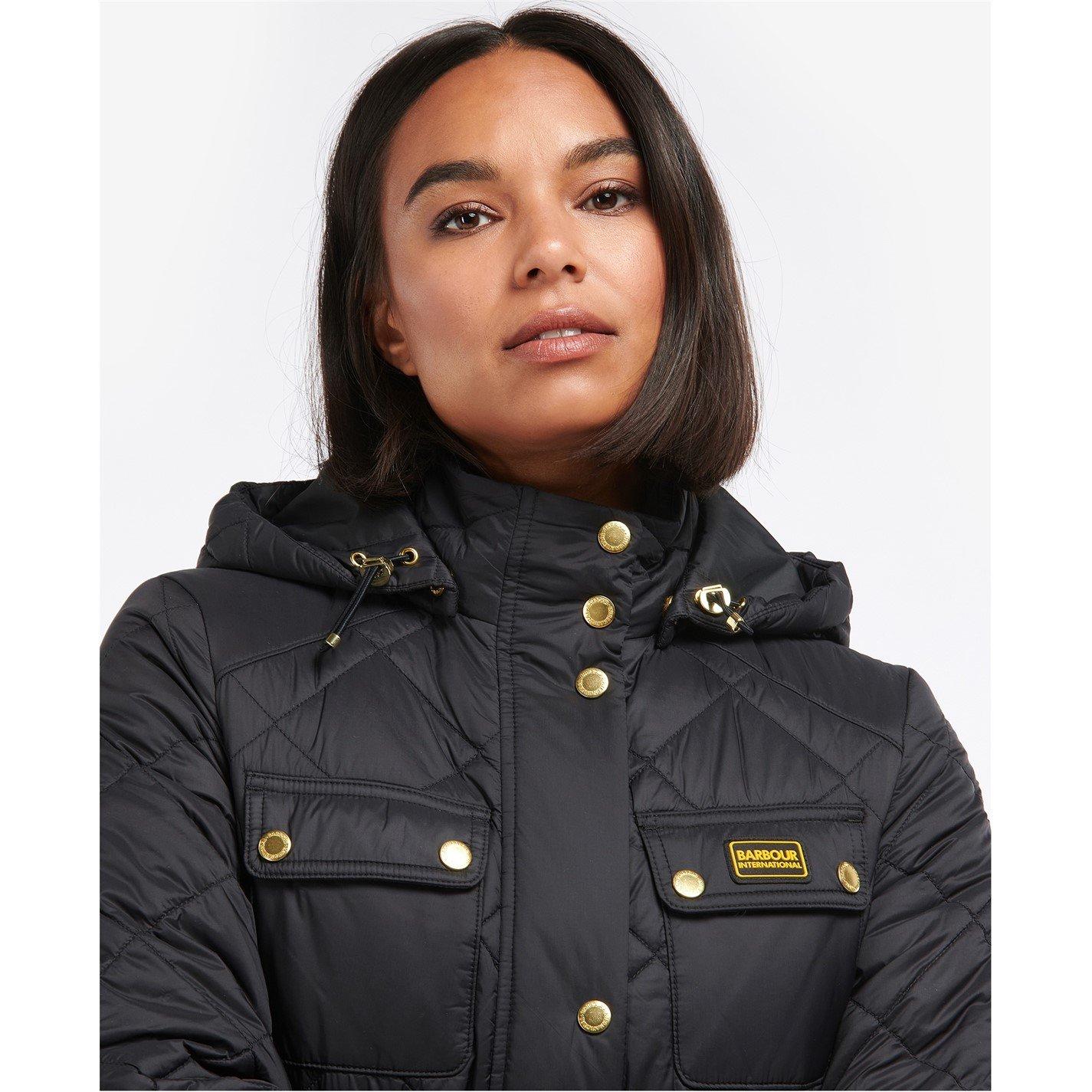 Black - Barbour International - Women's Avalon Water Resistant Detachable Hood Short Puffer Jacket - 4