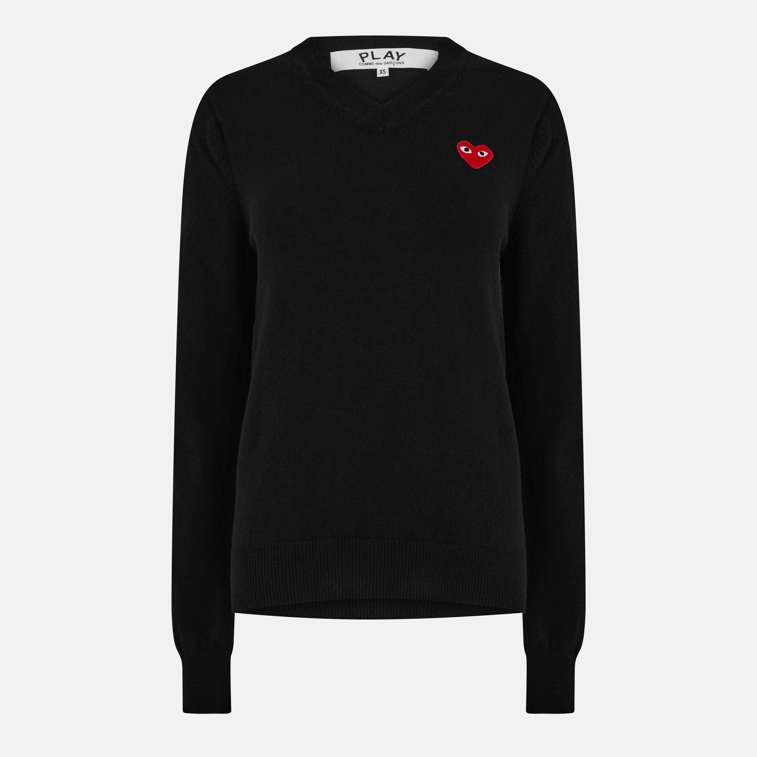 Black - Comme des Garcons PLAY - Women's Crew Neck Jumper - 1