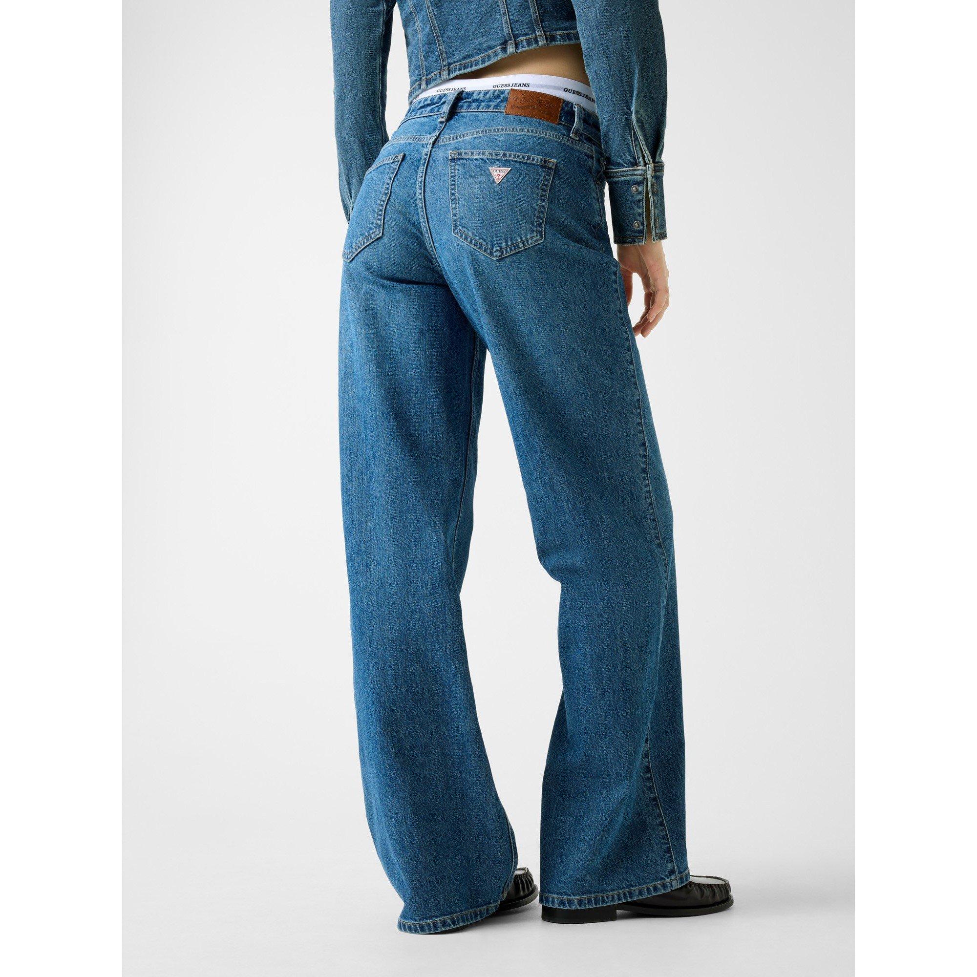 Medium Wash - Guess - Women's Wide Leg Jeans - 2