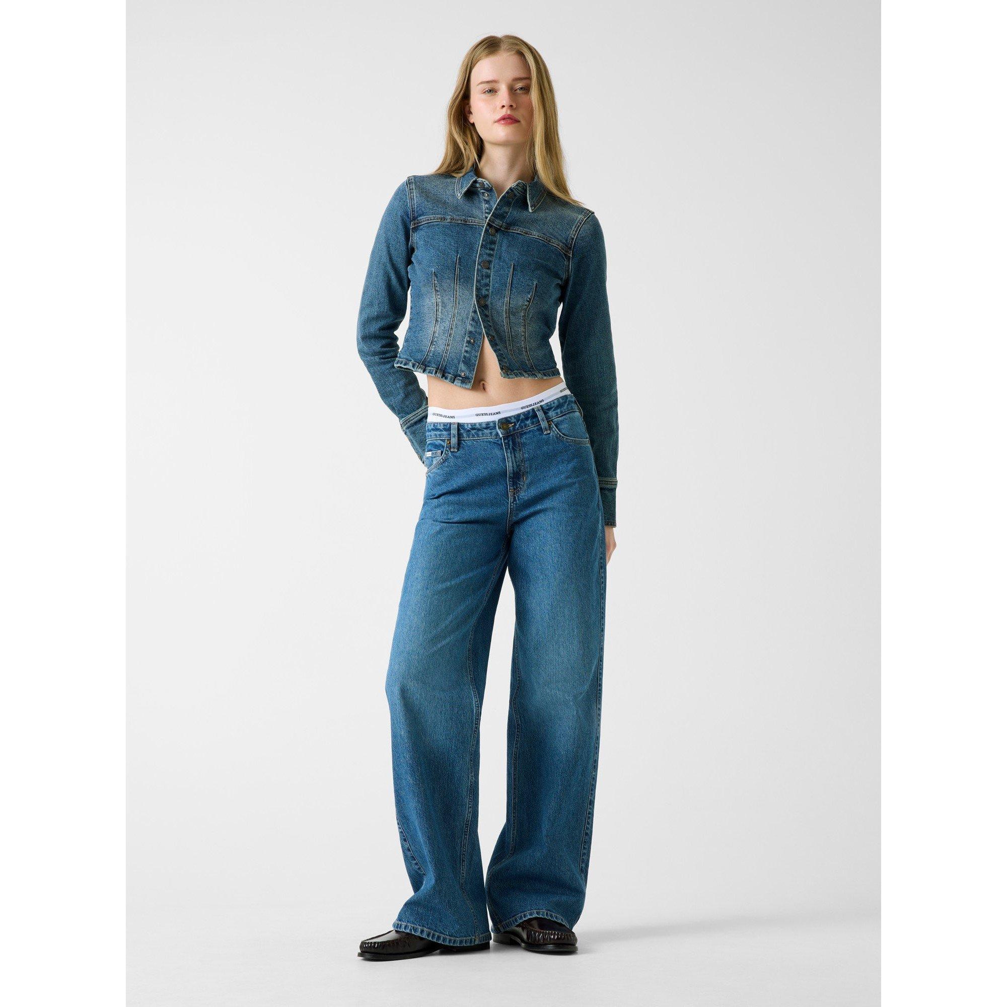 Medium Wash - Guess - Women's Wide Leg Jeans - 3