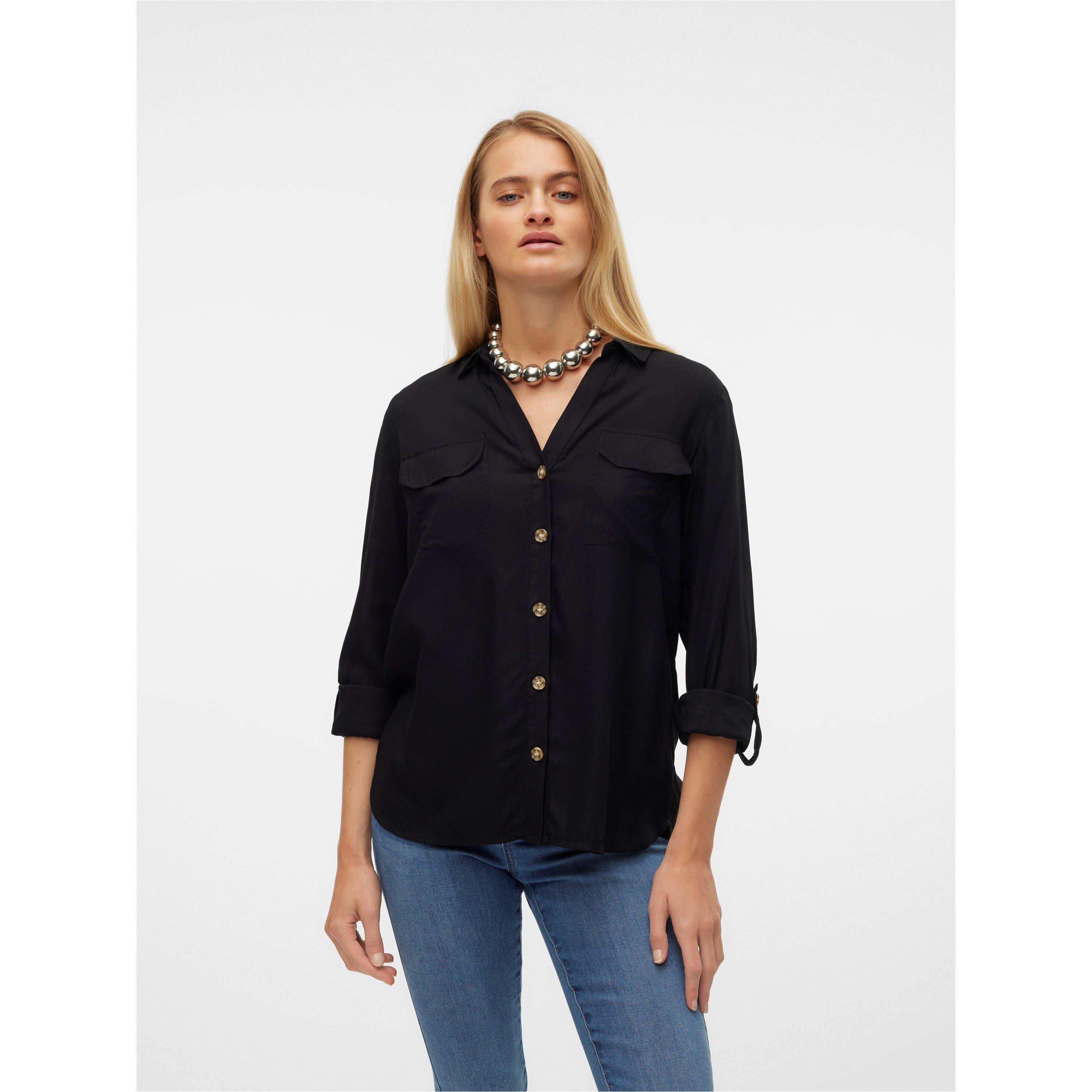 Vero Moda Women's Long-Sleeve Plain Shirt - Black - 8