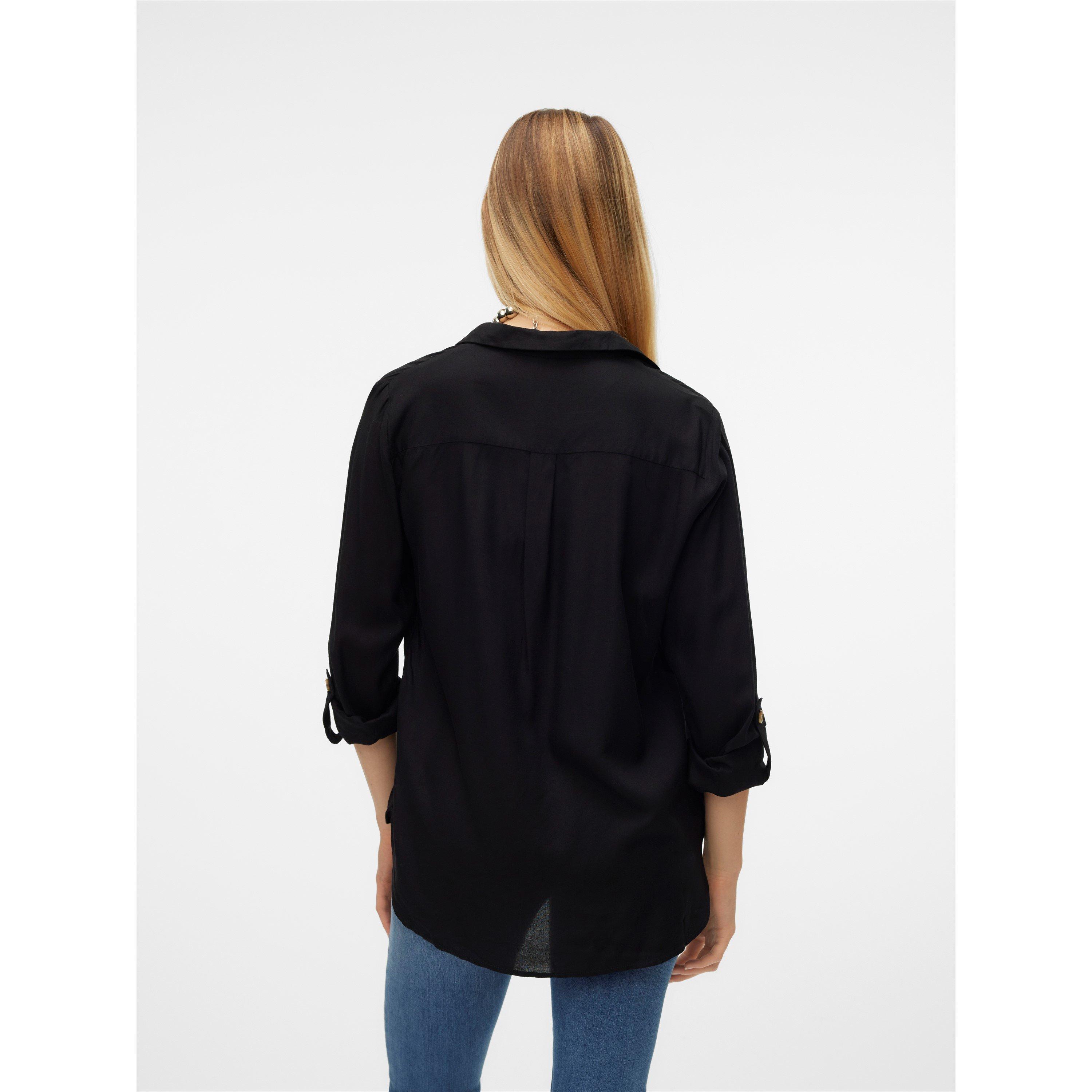 Nero - Vero Moda - Long-Sleeve Plain Shirt - 4