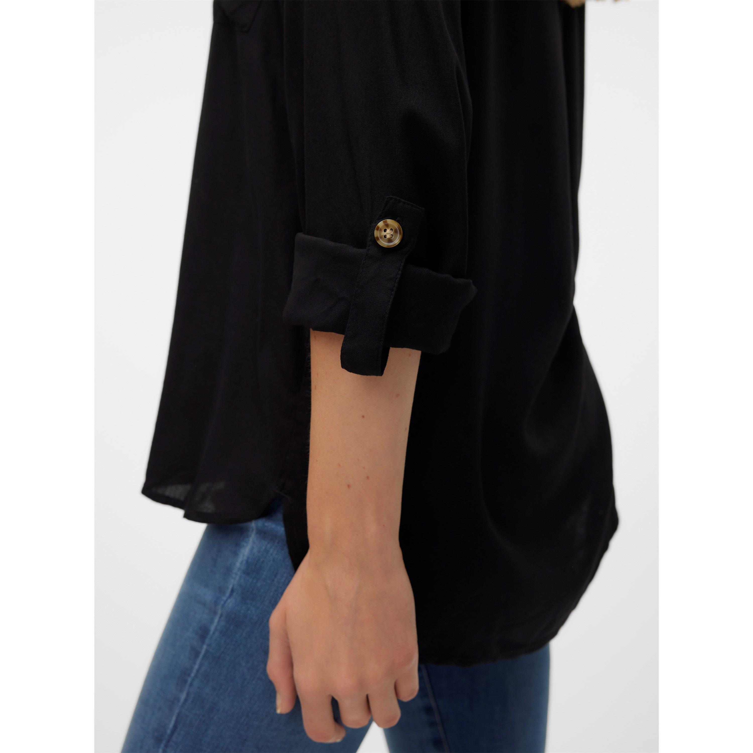 Nero - Vero Moda - Long-Sleeve Plain Shirt - 5