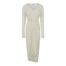 Off White Vi-Crepe Draped Midi Dress