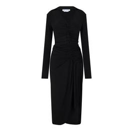 Off White Vi-Crepe Draped Midi Dress
