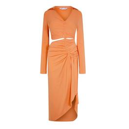 Off White Vi Crepe Draped Midi Dress