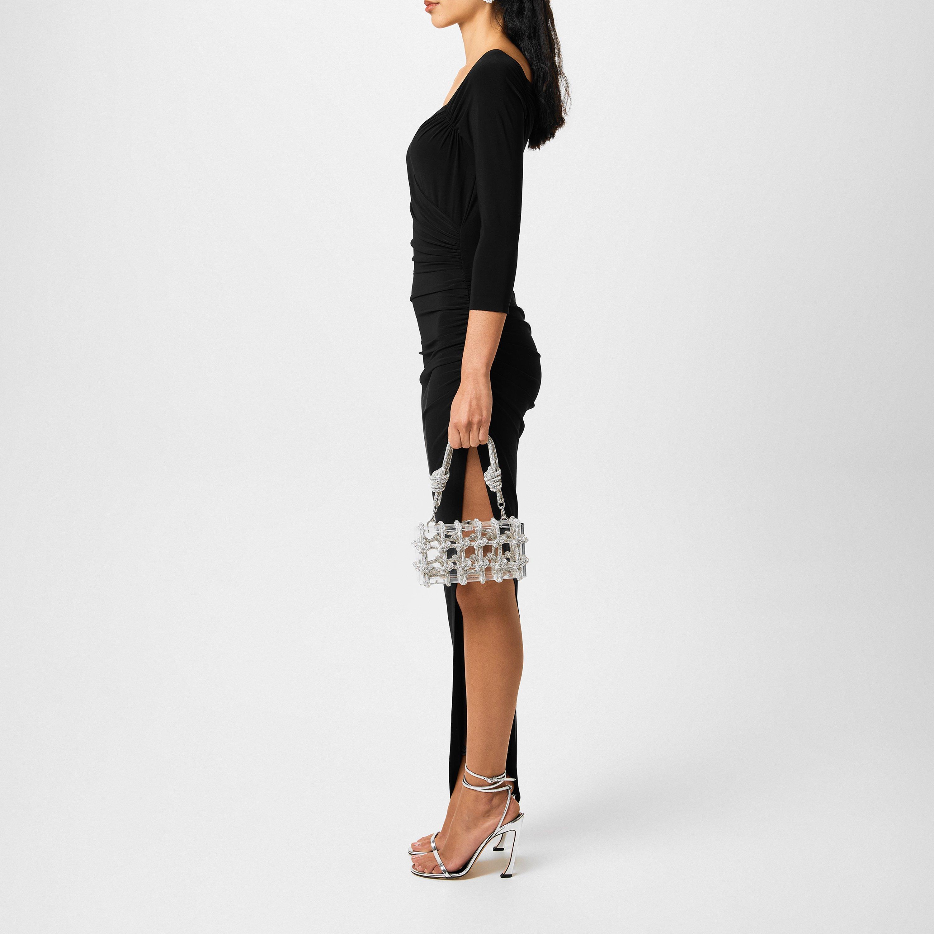 Black - Norma Kamali - Women's Off Shoulder Side Drape Maxi Dress - 2