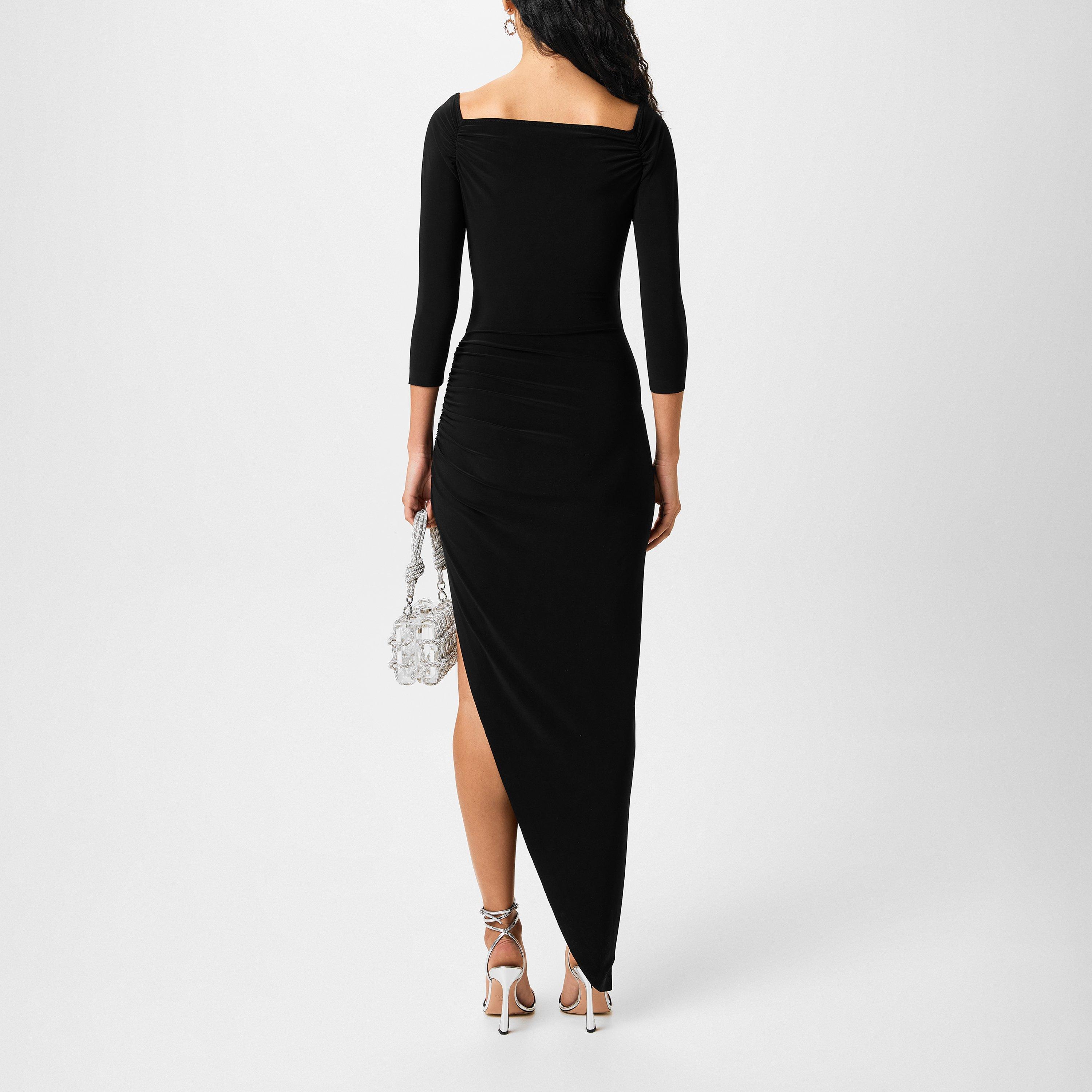 Black - Norma Kamali - Women's Off Shoulder Side Drape Maxi Dress - 3