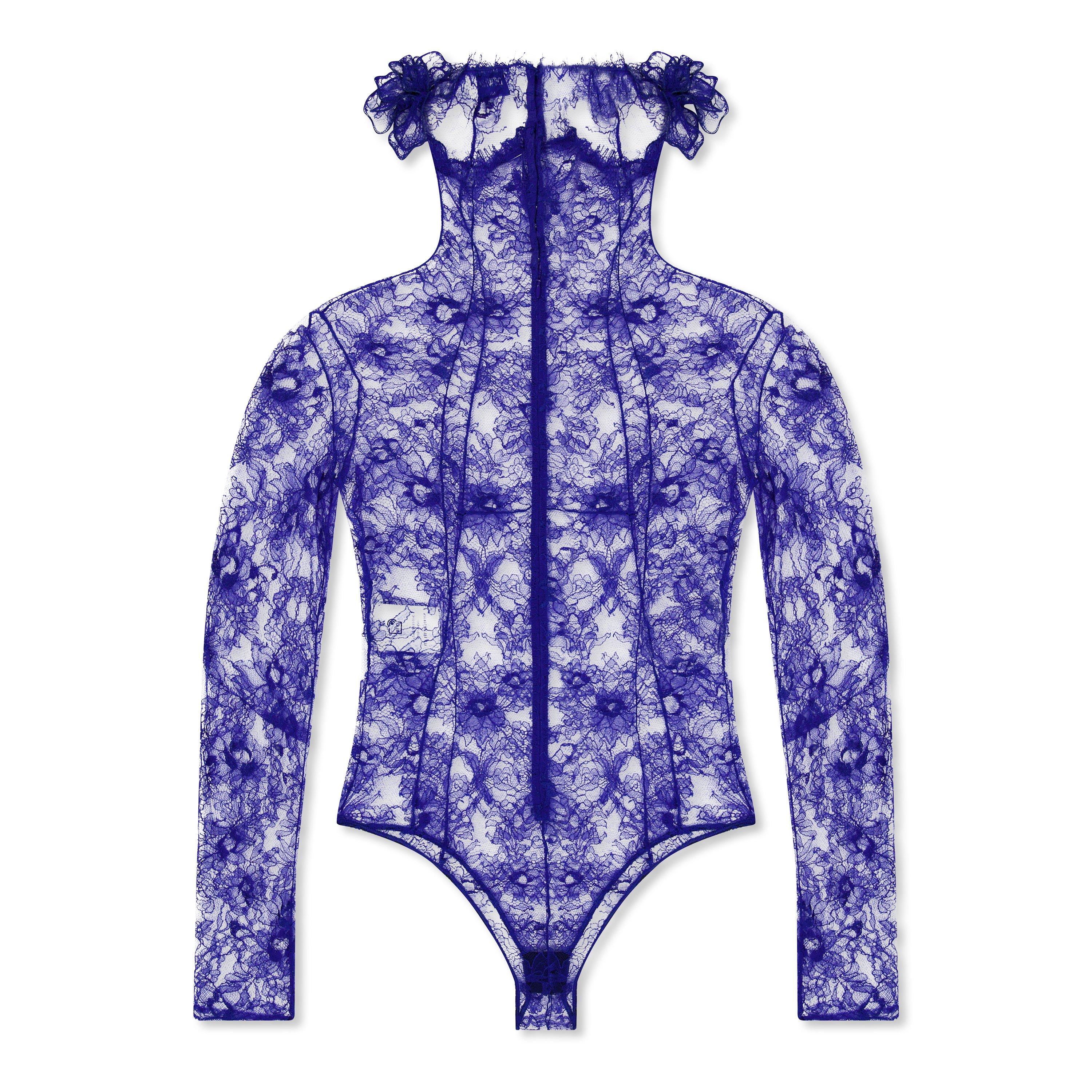 Bleu - Off White - Women's Flower Lace Bodysuit - 2