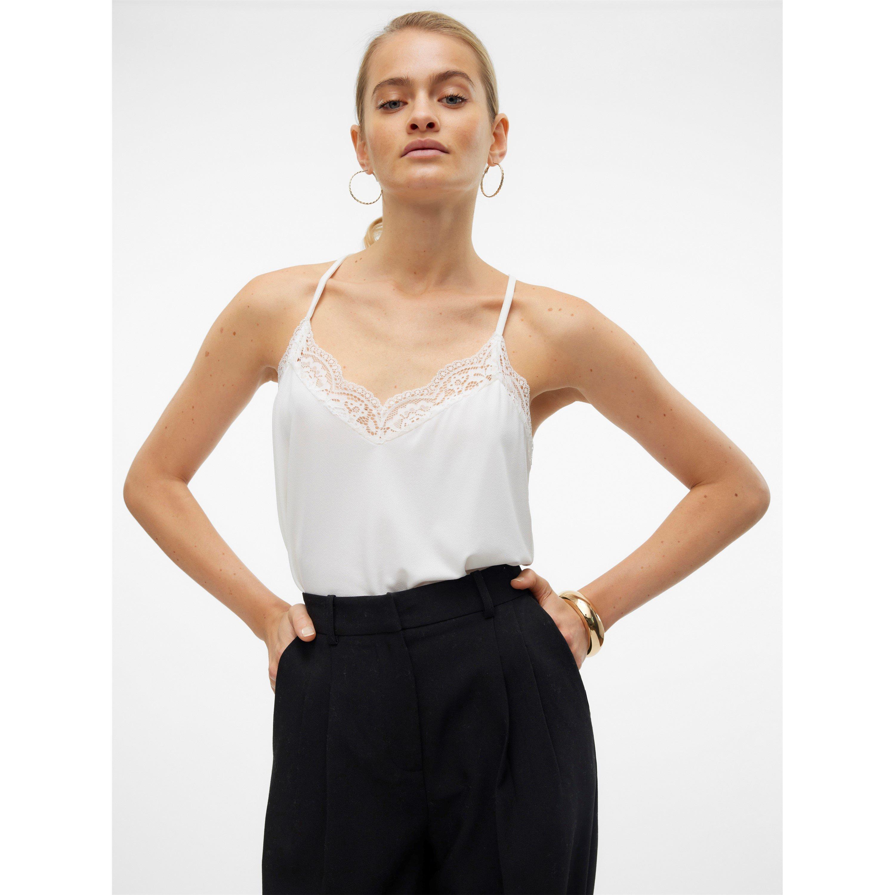 Vero Moda Women's Ana Lace Woven Cami Vest - Snow White - 14