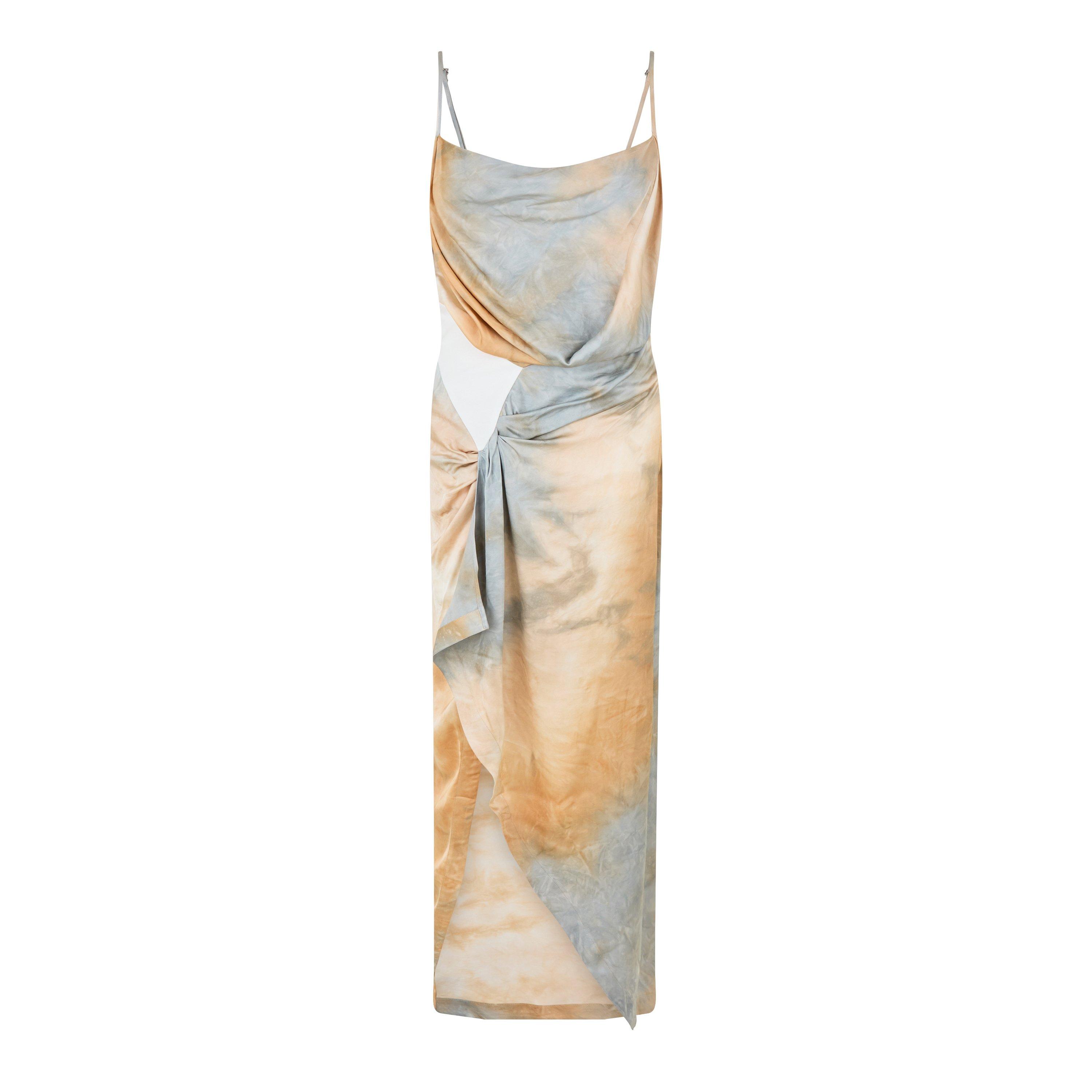 Camel/Purple - Off White - Women's Slinky Slip Dress - 1