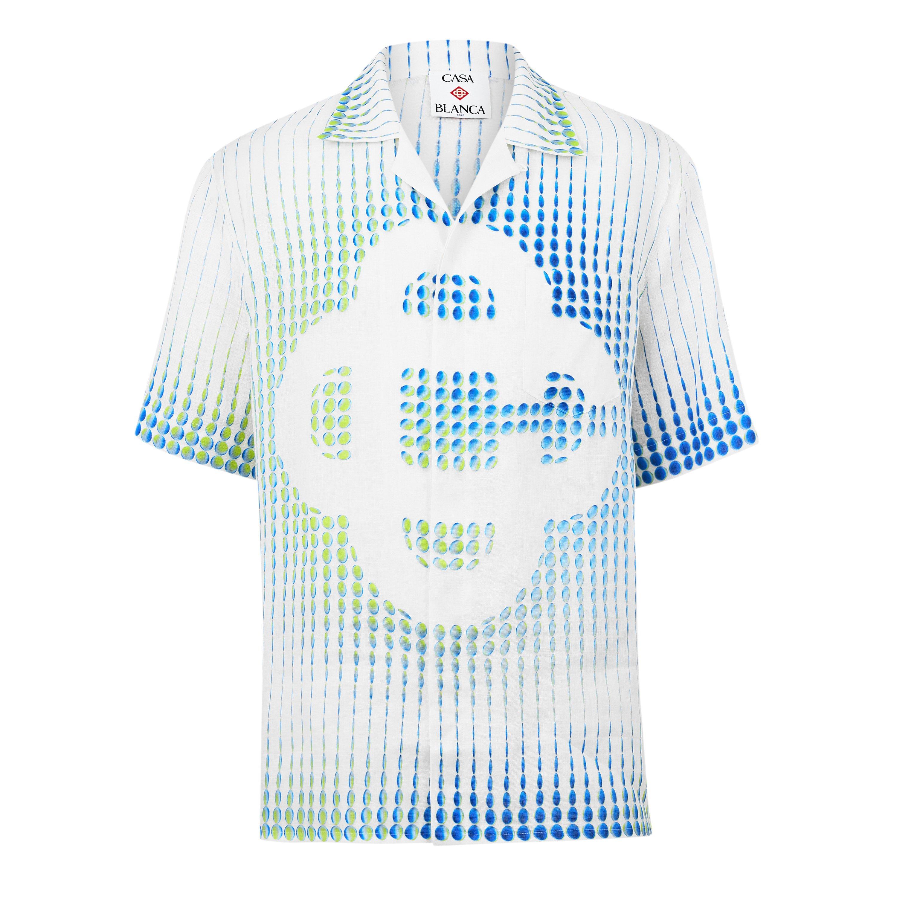 Casablanca Men's Short Sleeve Bowling Shirt - White - Medium