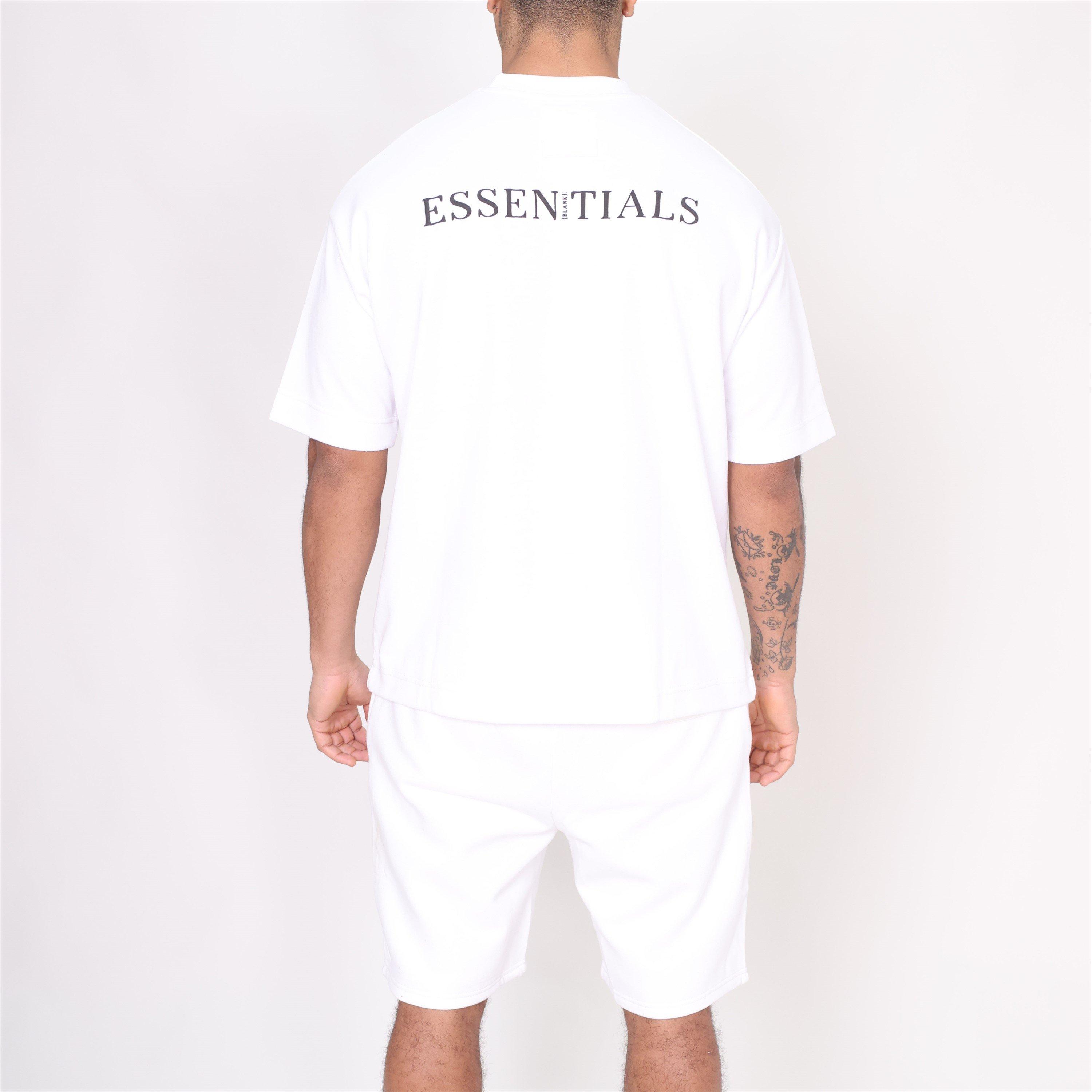 Weiß - Blank Essentials - Blank Puff Print T-shirt Short Set - 6