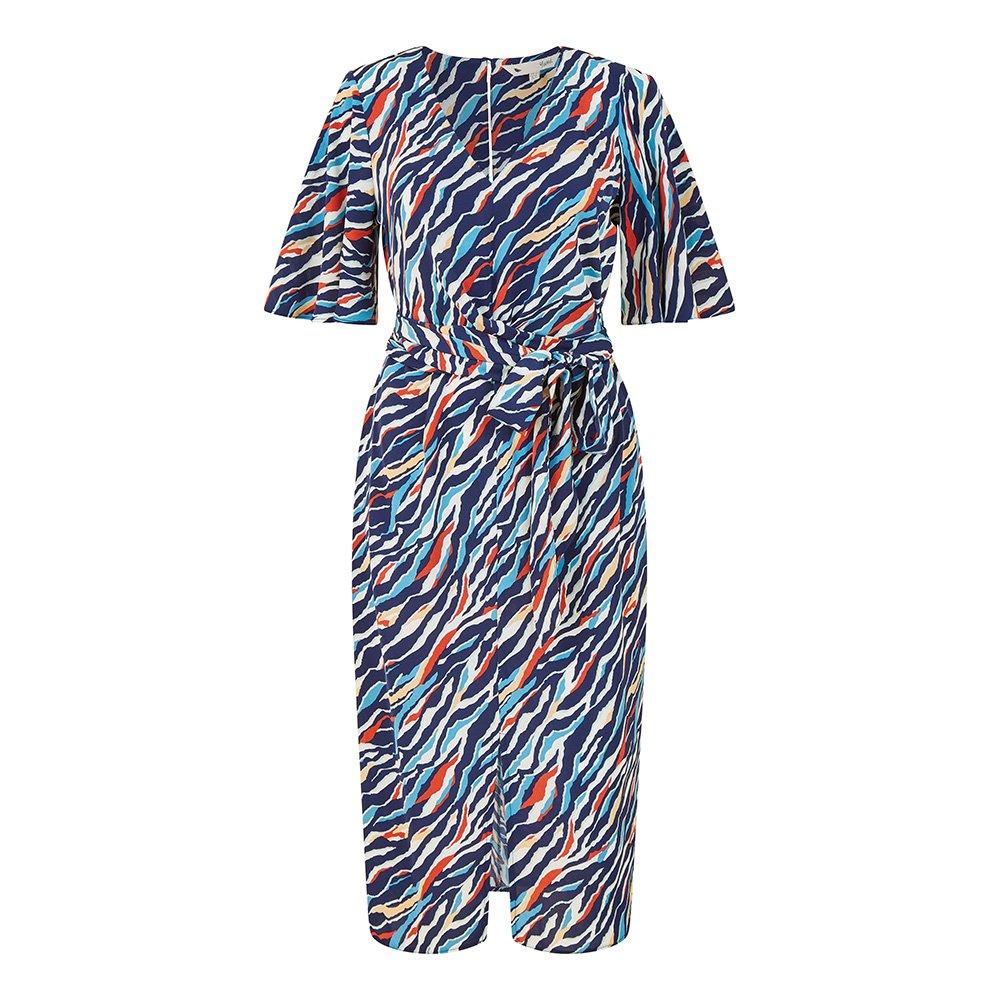 Yumi Women's Zebra Stripe Midi Wrap Dress Navy - 10 (S)